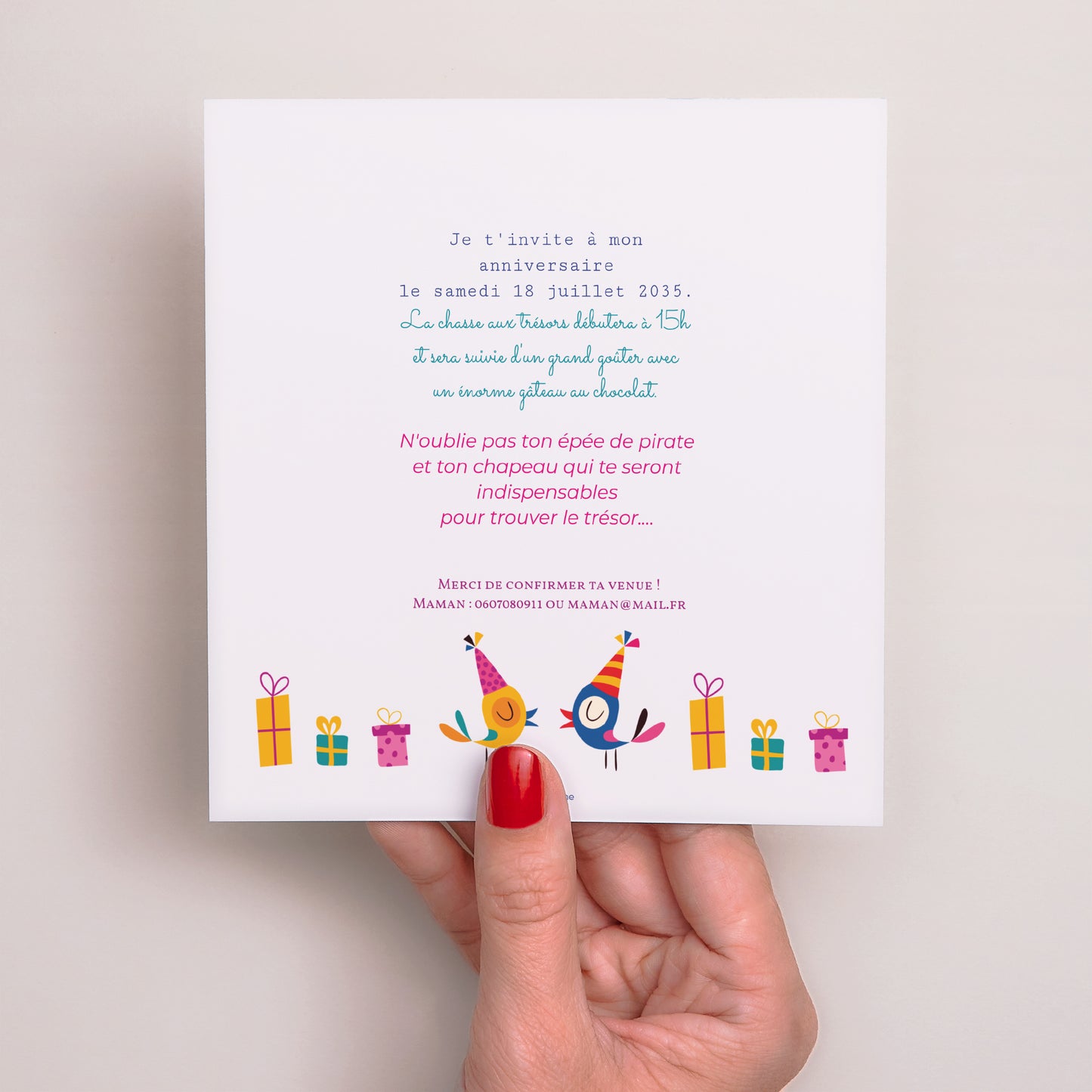 Invitations Anniversaire Enfant Carré C'est la fête II photo N° 3