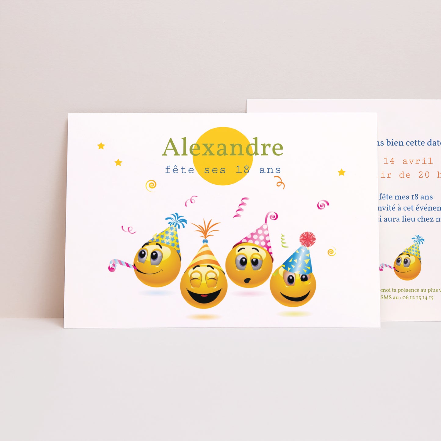 Invitations Anniversaire Adulte Paysage Smileys photo N° 1