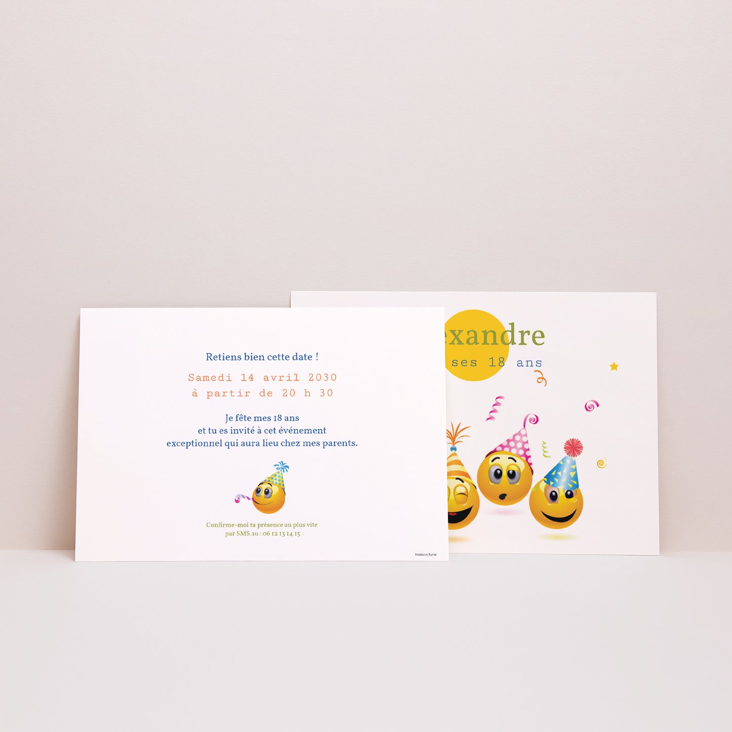 Invitations Anniversaire Adulte Paysage Smileys photo N° 3