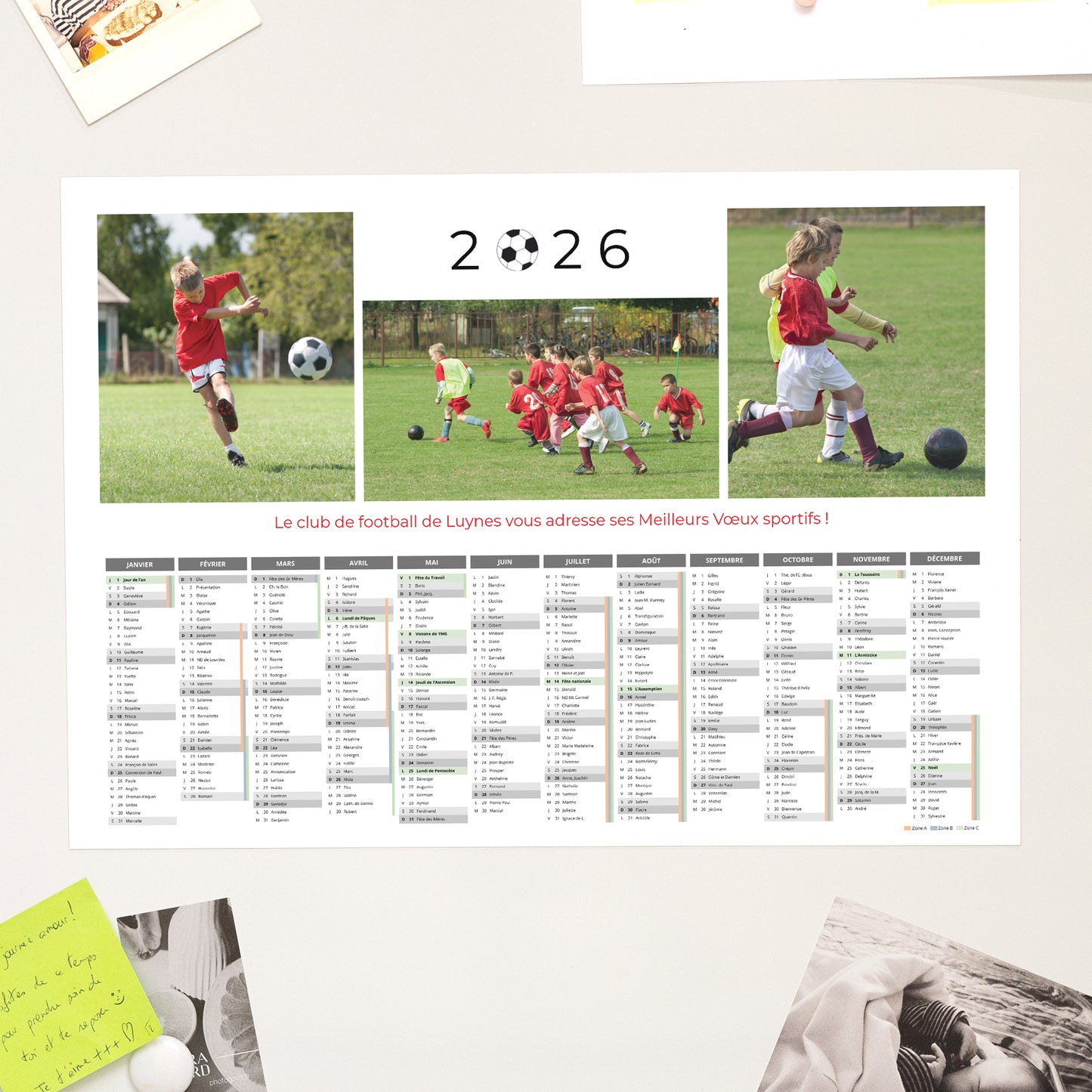 Calendrier Fin d'année Magnétique, monopage paysage Football photo N° 1