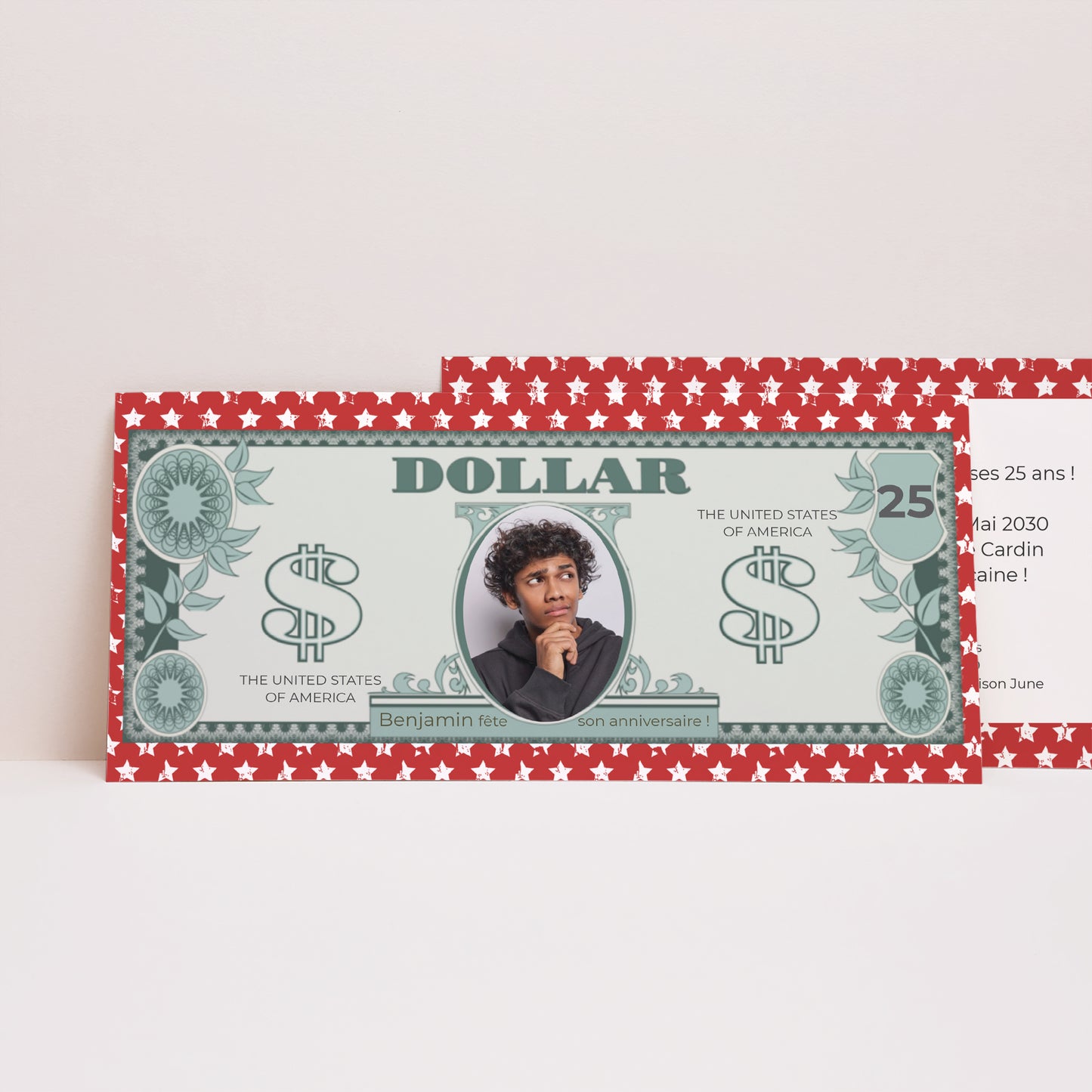 Invitations Anniversaire Adulte Panoramique paysage Dollar américain photo N° 1