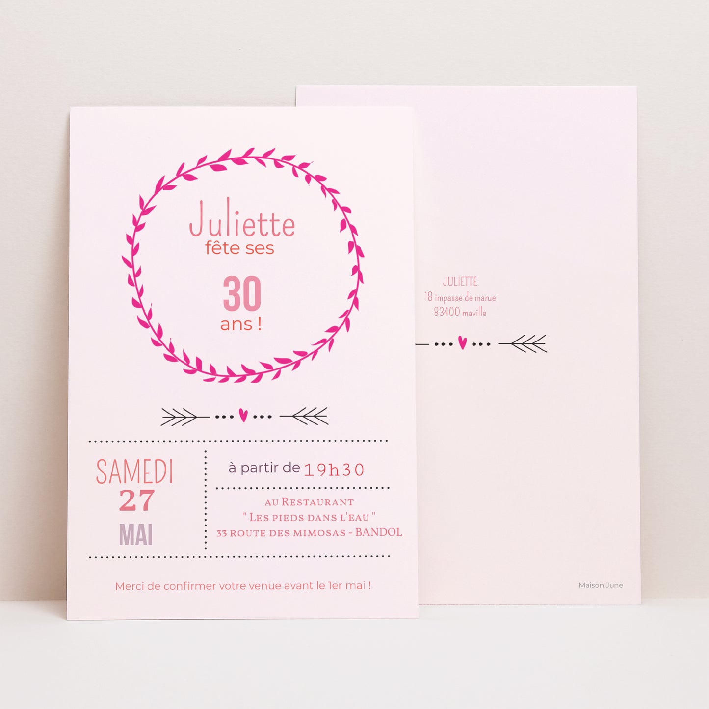 Invitations Anniversaire Adulte Portrait Date poudrée photo N° 1