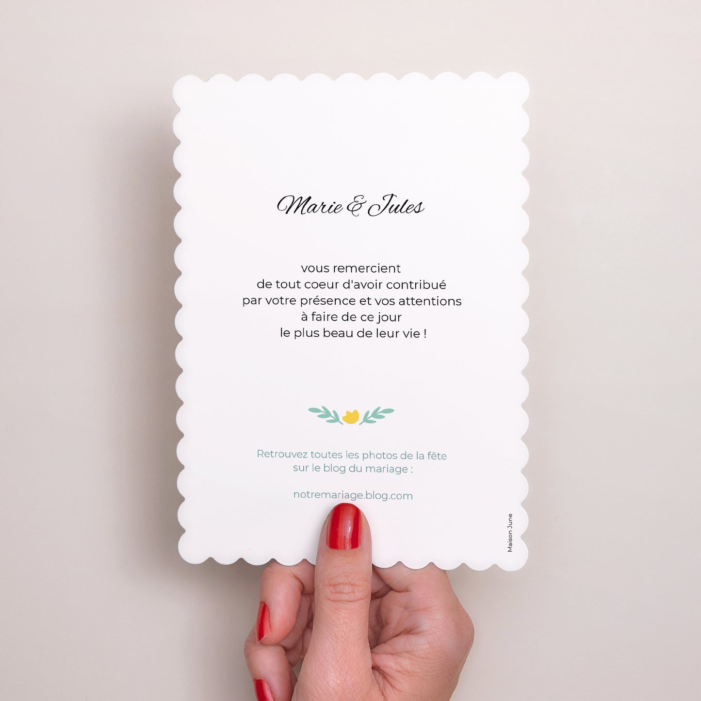 Remerciements Mariage Portrait, bords biscuit Fleurs des champs photo N° 3