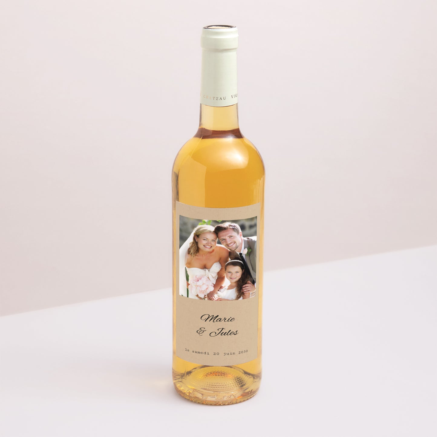 Etiquette bouteille Mariage Portrait Notre histoire photo N° 1
