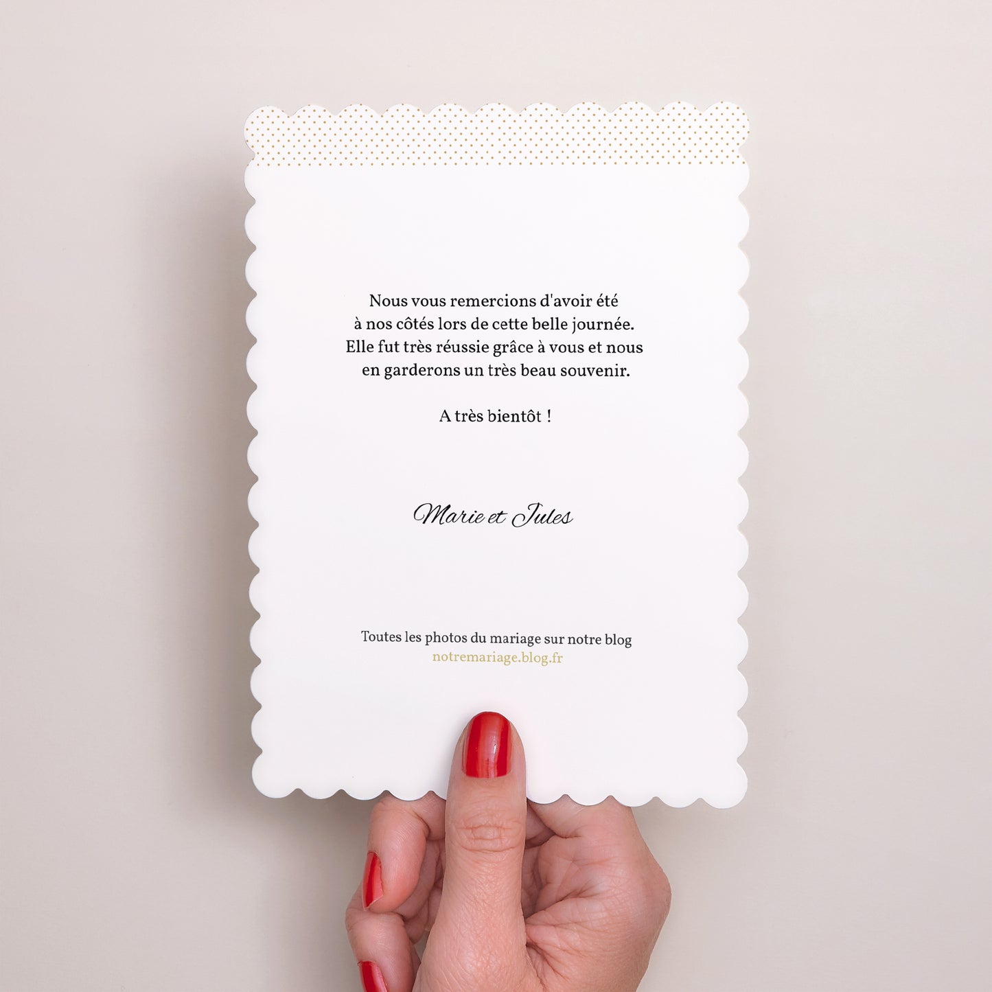 Remerciements Mariage Portrait, bords biscuit De Bon Ton photo N° 3