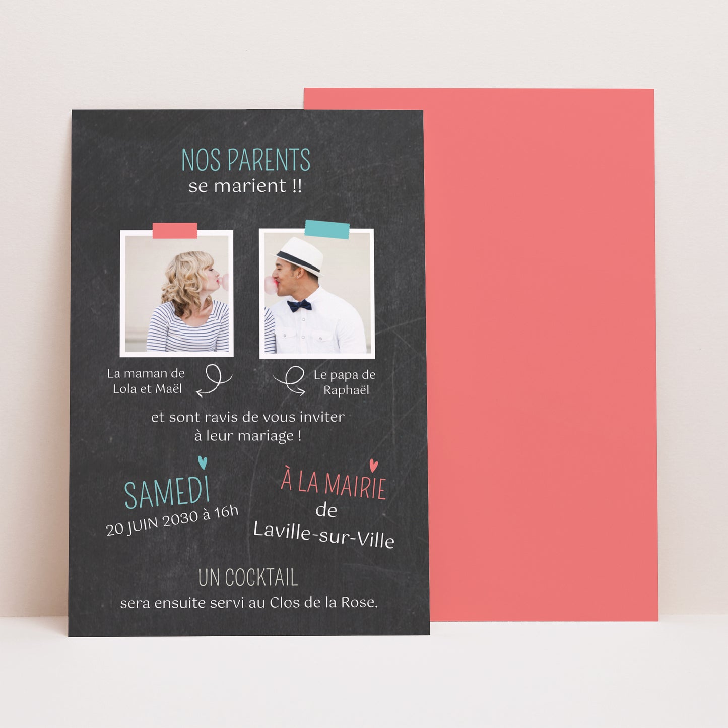 Faire-part Mariage Portrait Vive les parents photo N° 1