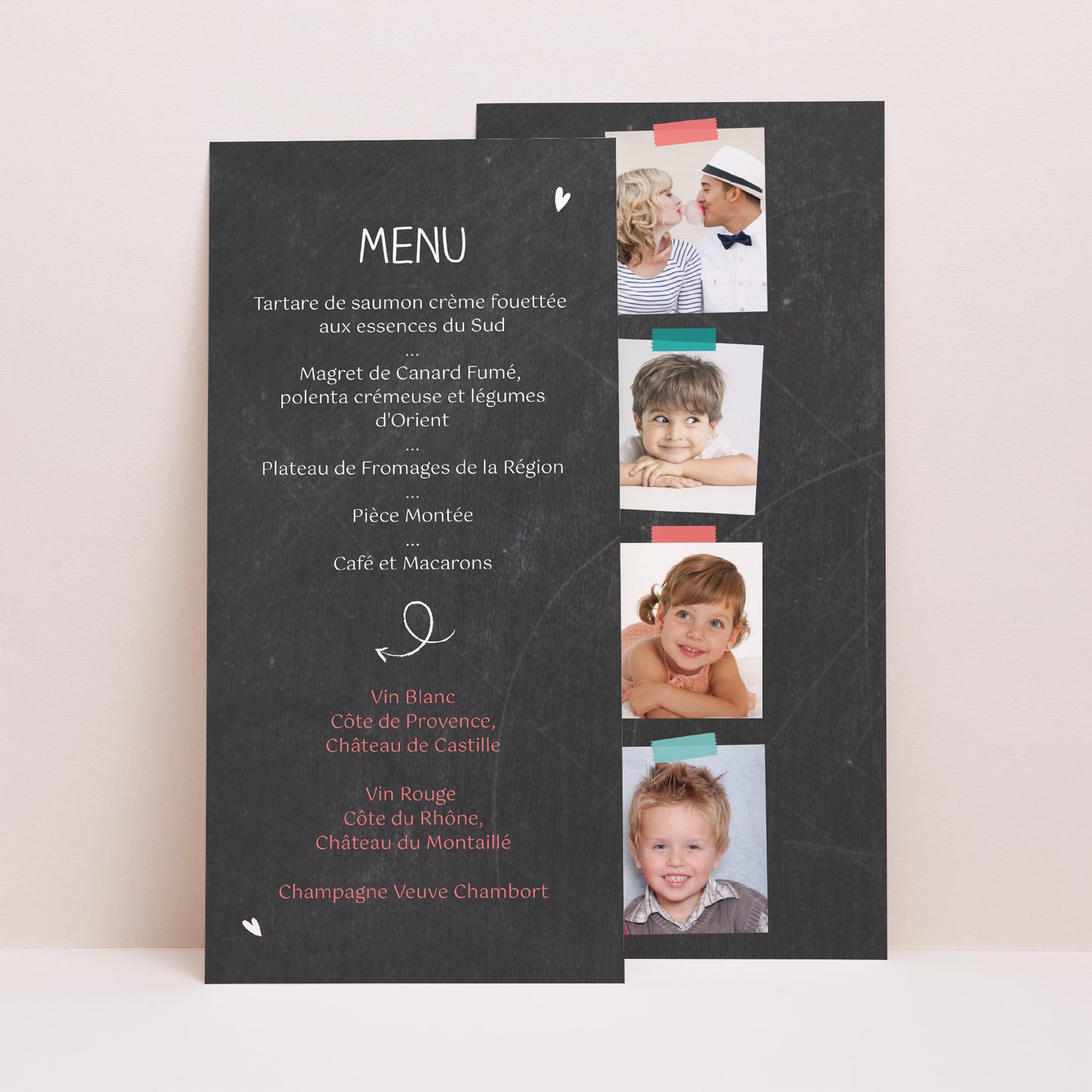 Menu Mariage Panoramique portrait Vive les parents photo N° 1