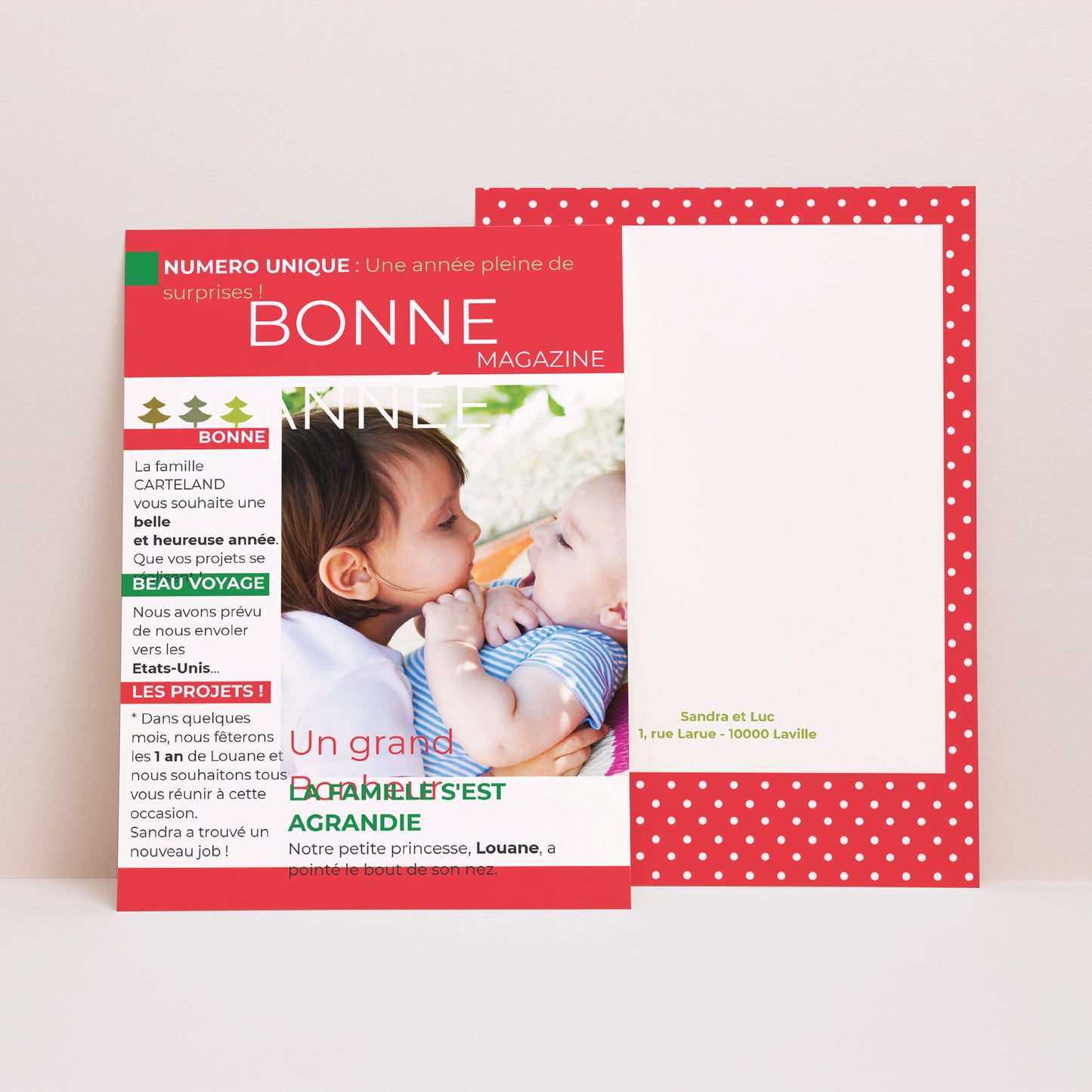 Carte de voeux Fin d'année Portrait Une belle année photo N° 1