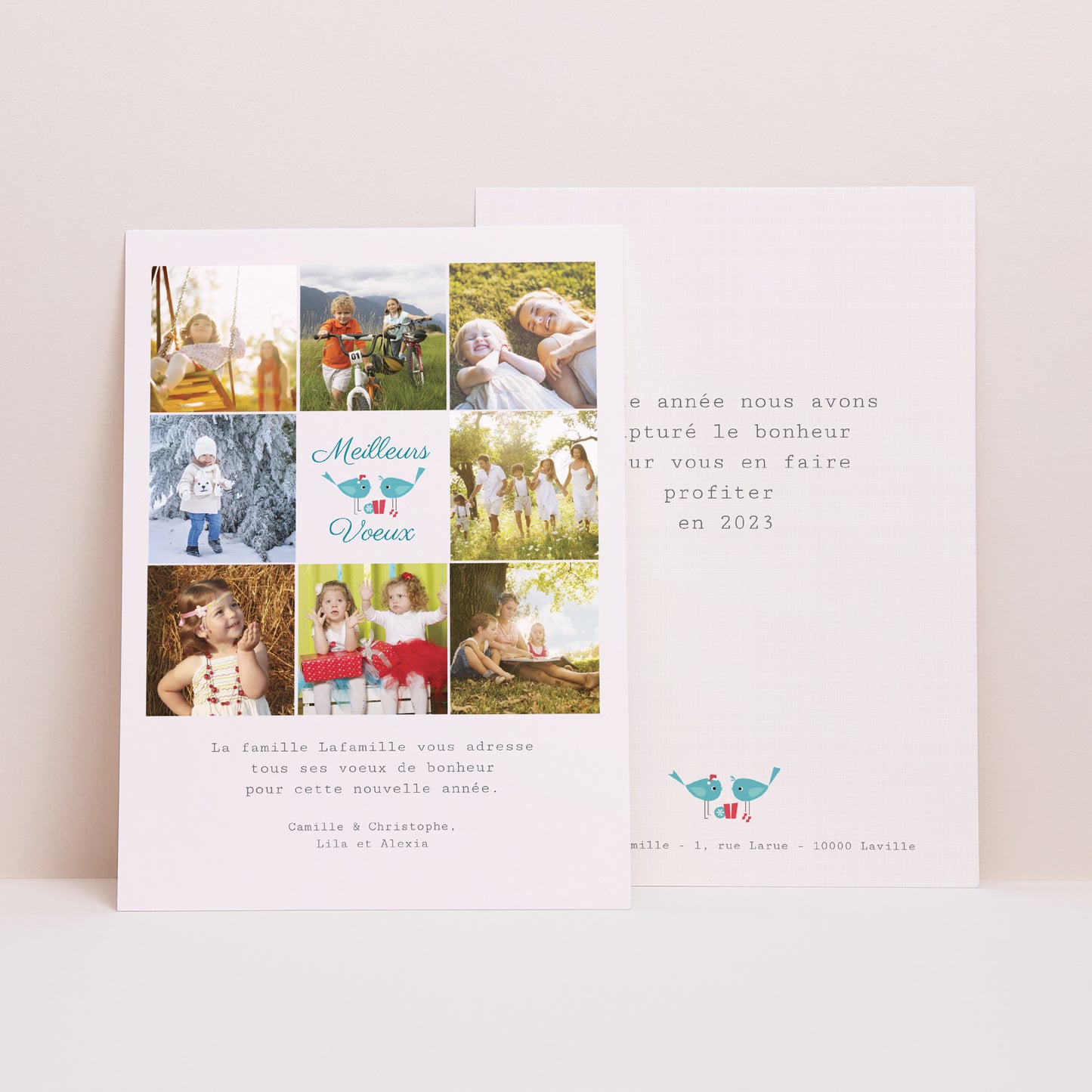 Carte de voeux Fin d'année Portrait Souhaits de Famille photo N° 1