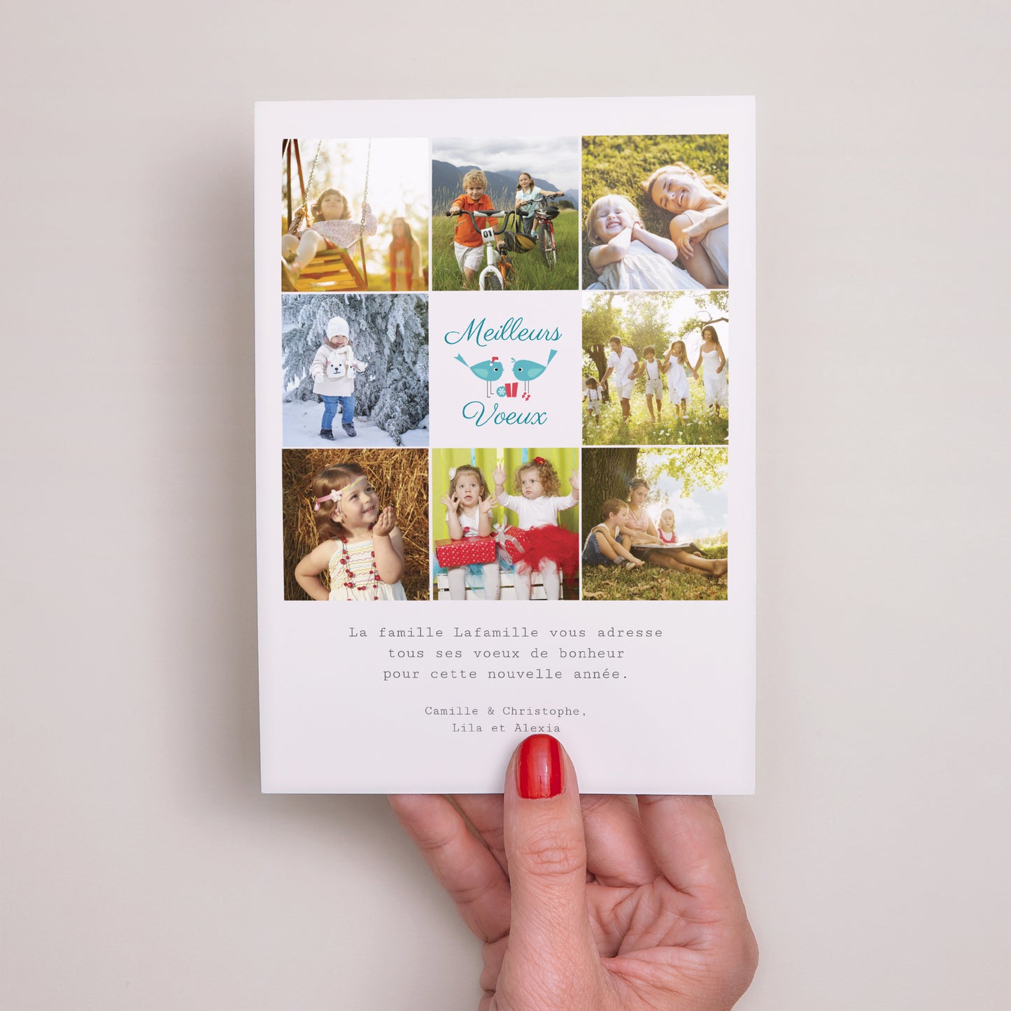 Carte de voeux Fin d'année Portrait Souhaits de Famille photo N° 2