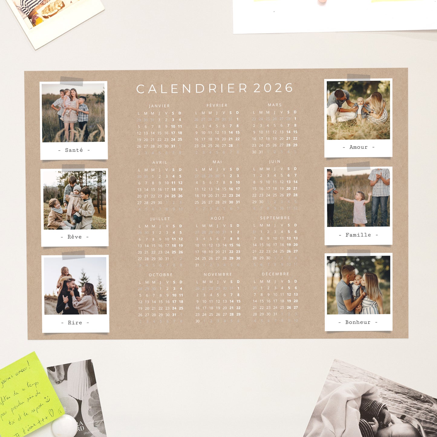 Calendrier Fin d'année Magnétique, monopage paysage Collage photo N° 1