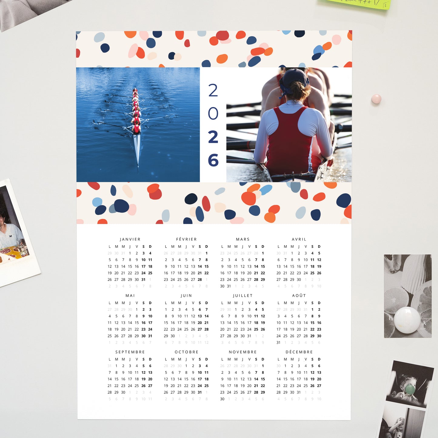 Calendrier Fin d'année Magnétique, monopage portrait Festival de couleurs photo N° 1