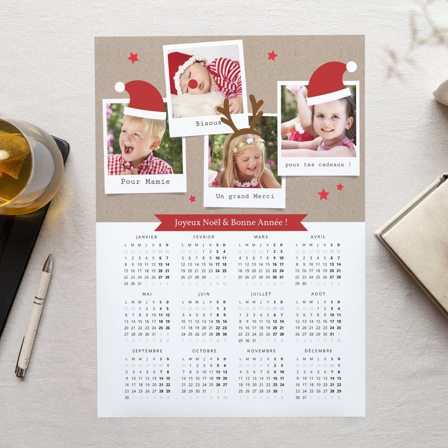 Calendrier Fin d'année Monopage portrait Noel Magique photo N° 1