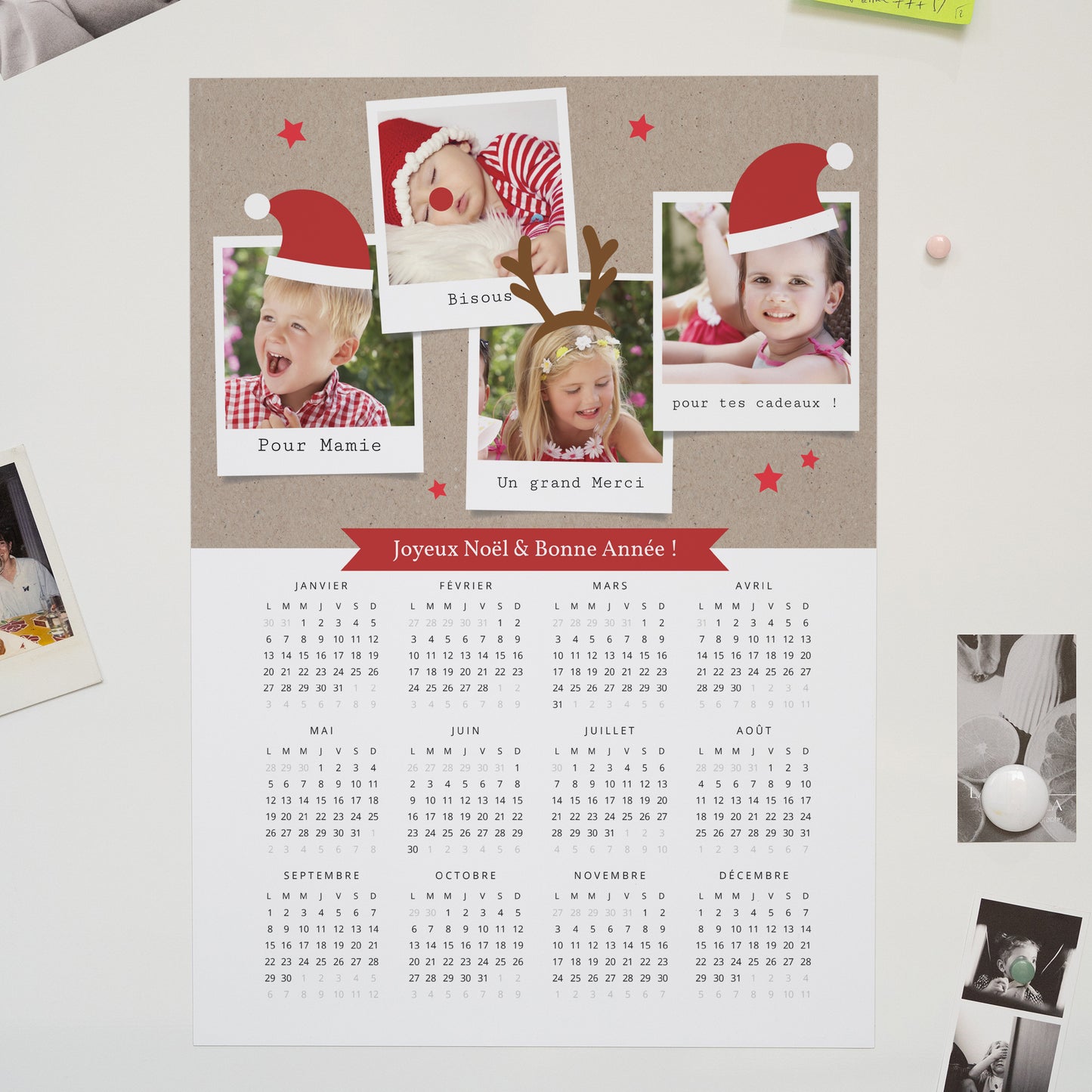 Calendrier Fin d'année Magnétique, monopage portrait Noel Magique photo N° 1