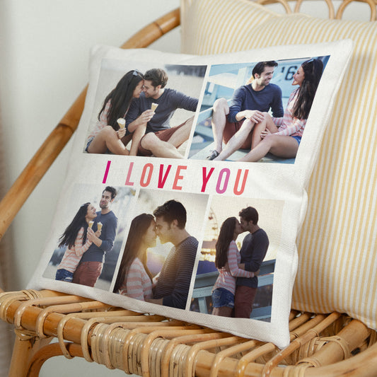 Coussin Objets Beige naturel I love you photo