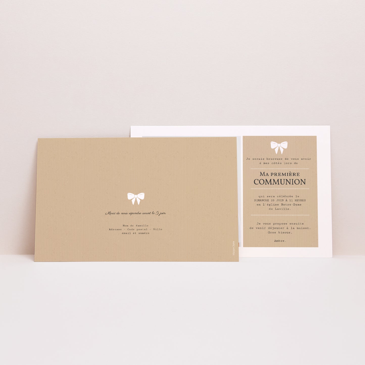 Faire-part Communion Paysage Ruban blanc photo N° 2