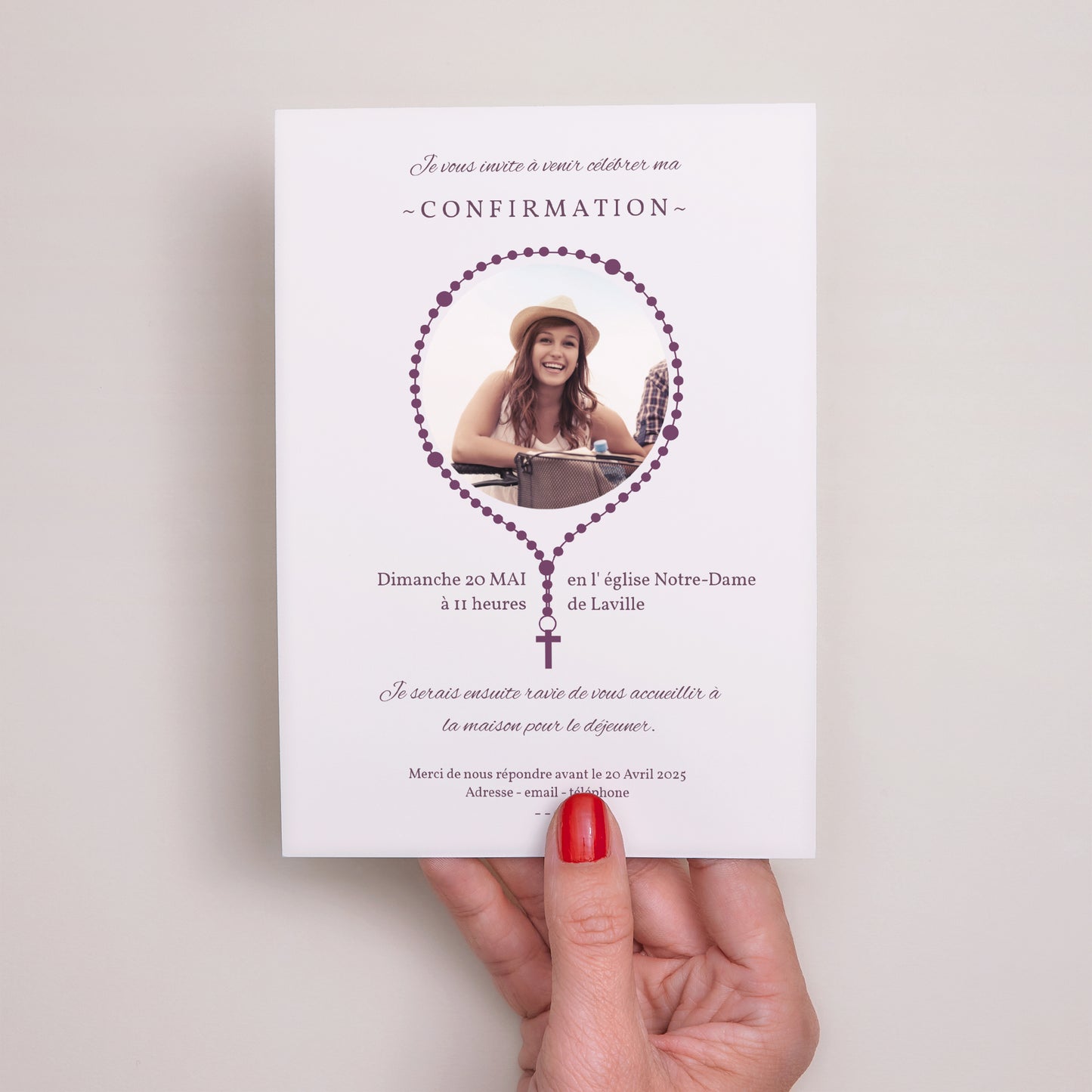 Faire-part Confirmation Portrait Chapelet photo N° 2