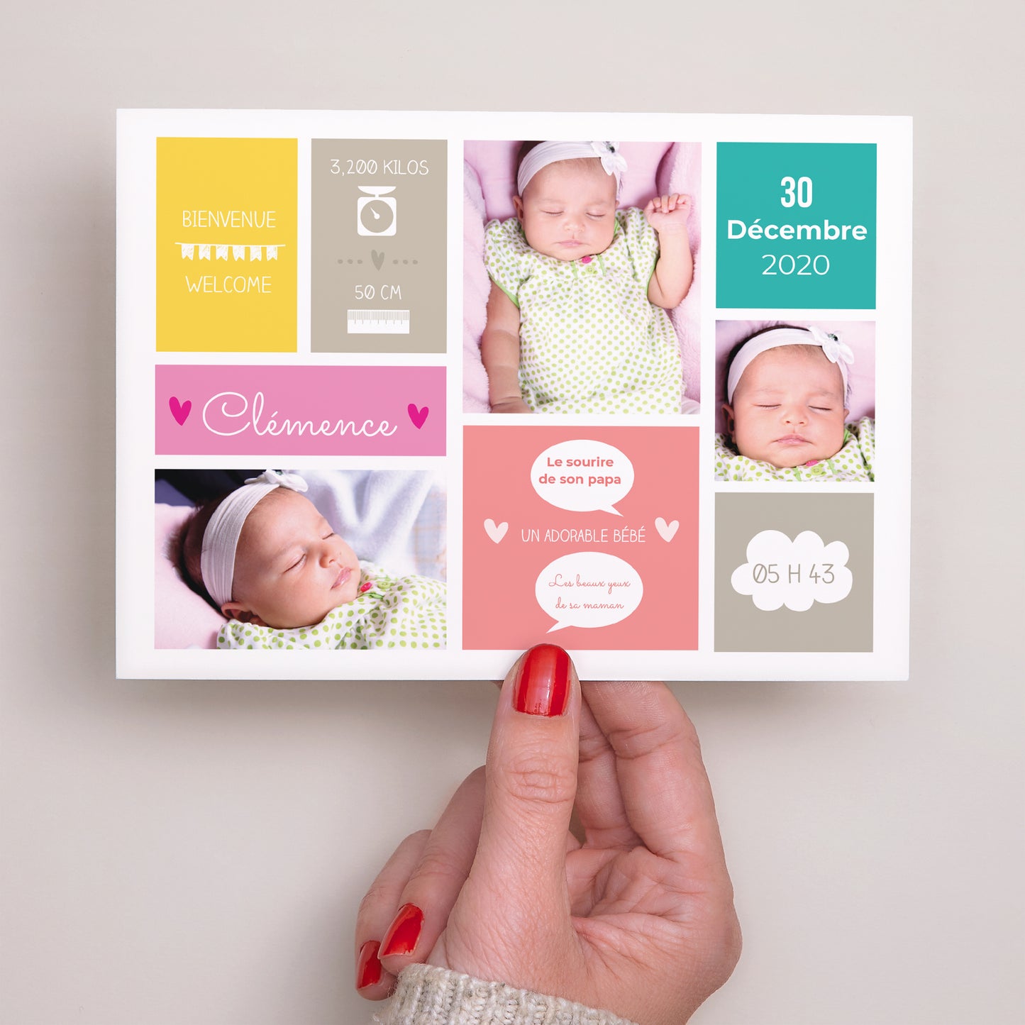 Faire-part Naissance Paysage Blocs Colorés photo N° 3