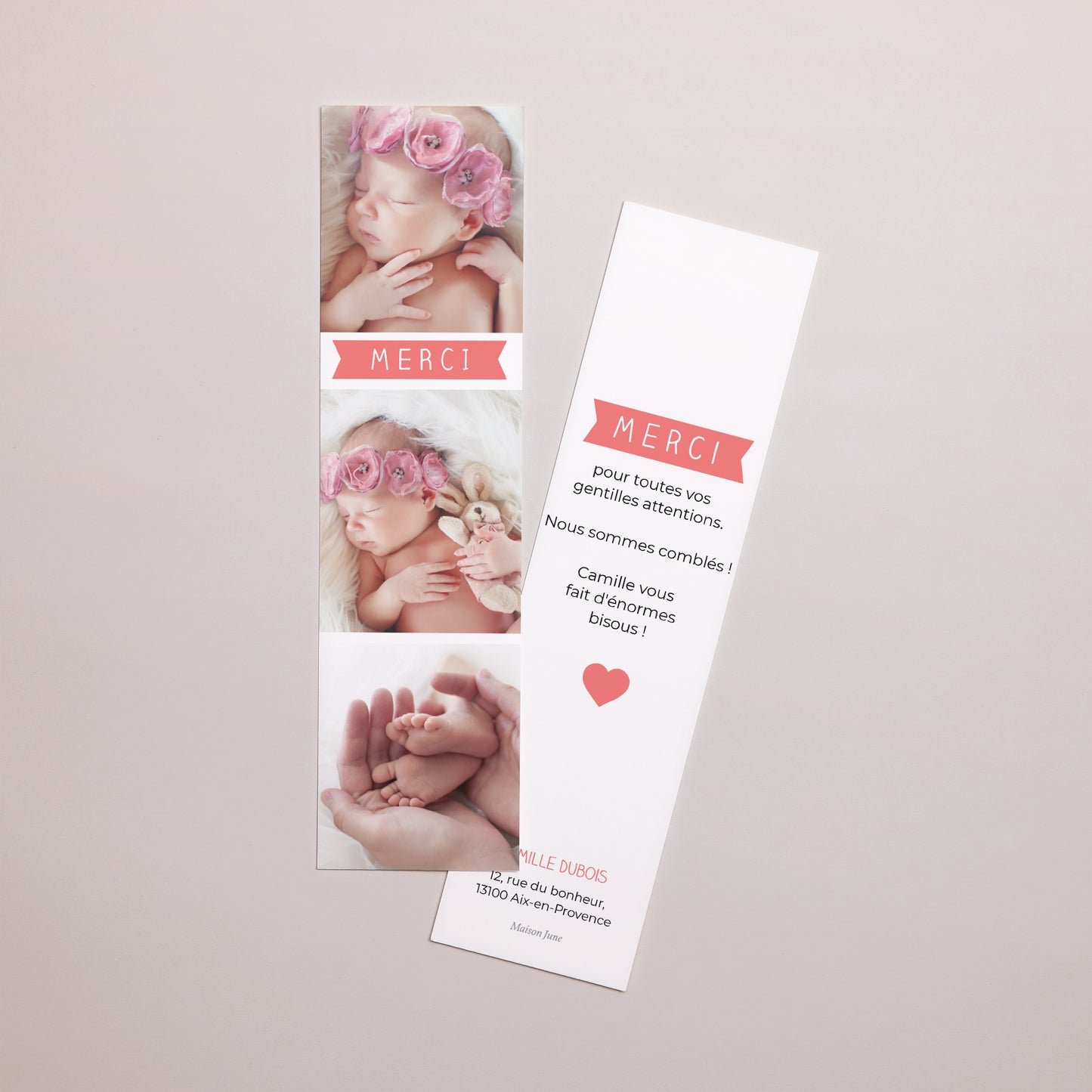 Remerciements Naissance Marque-page Mini-brief photo N° 1
