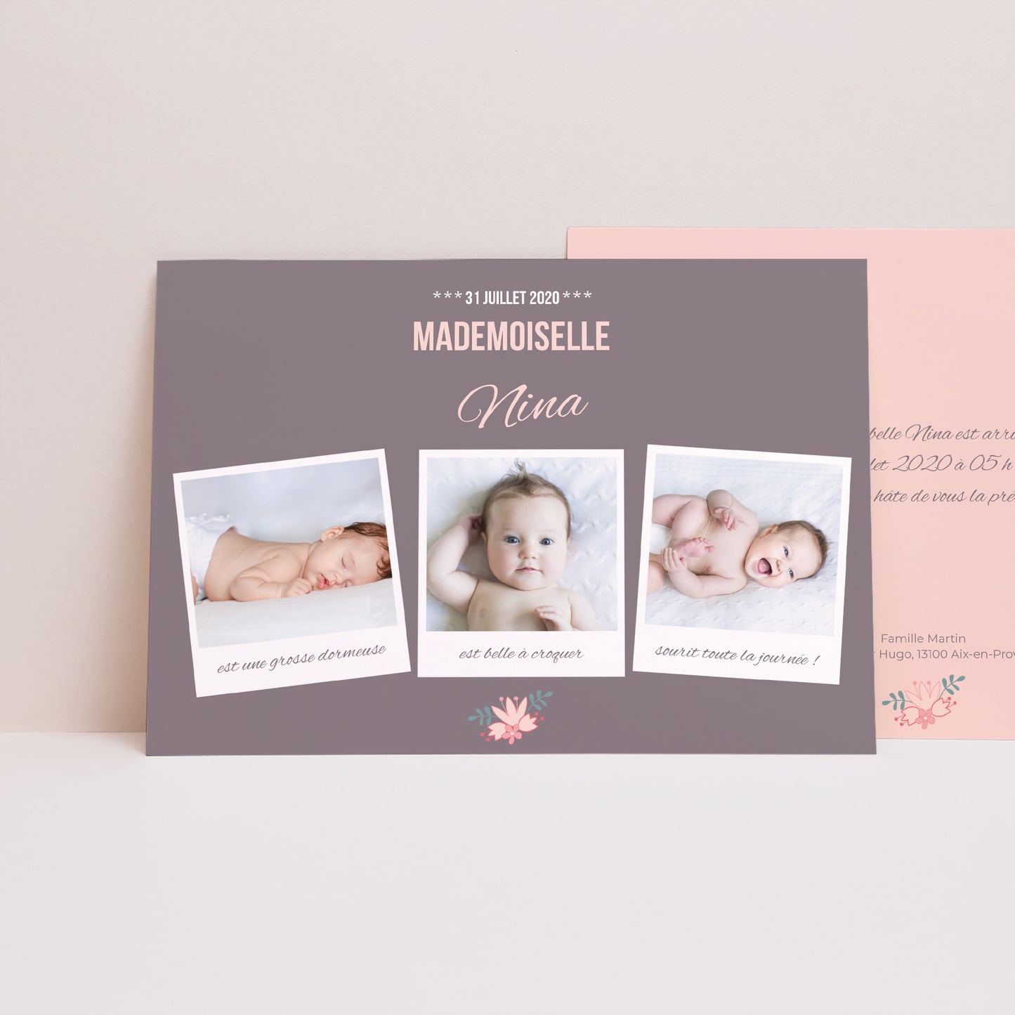 Faire-part Naissance Portrait Poses bébé photo N° 1