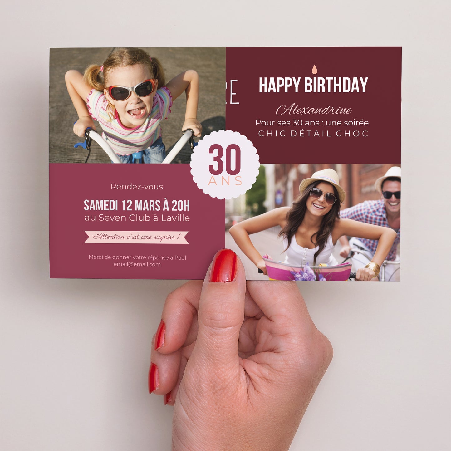 Invitations Anniversaire Adulte Paysage Damier photo photo N° 3