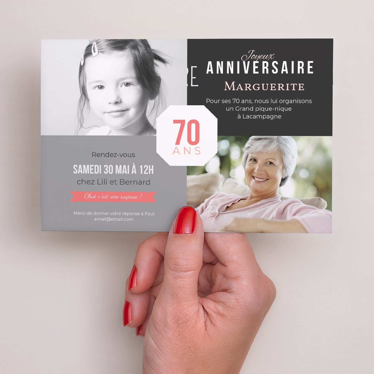 Invitations Anniversaire Adulte Paysage 70ème Anniversaire photo N° 3