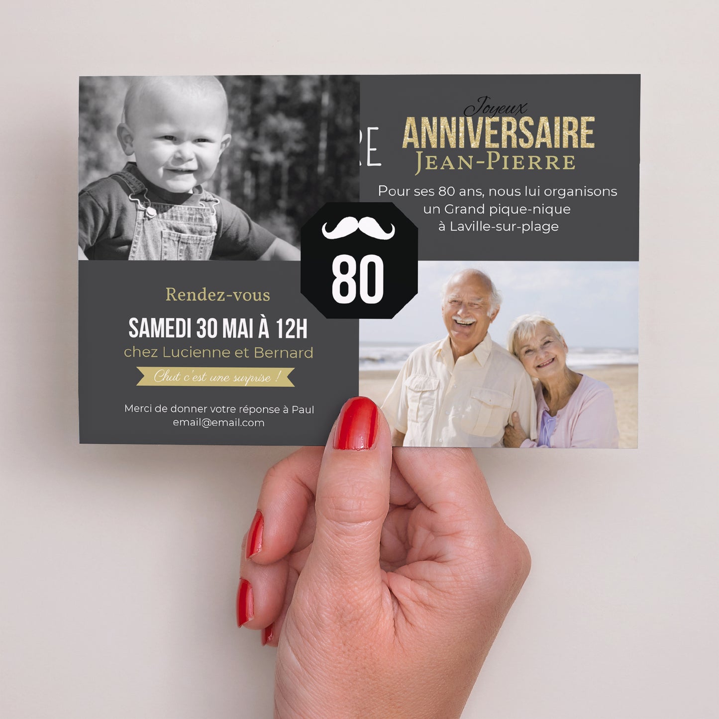 Invitations Anniversaire Adulte Paysage 80è Anniversaire photo N° 3