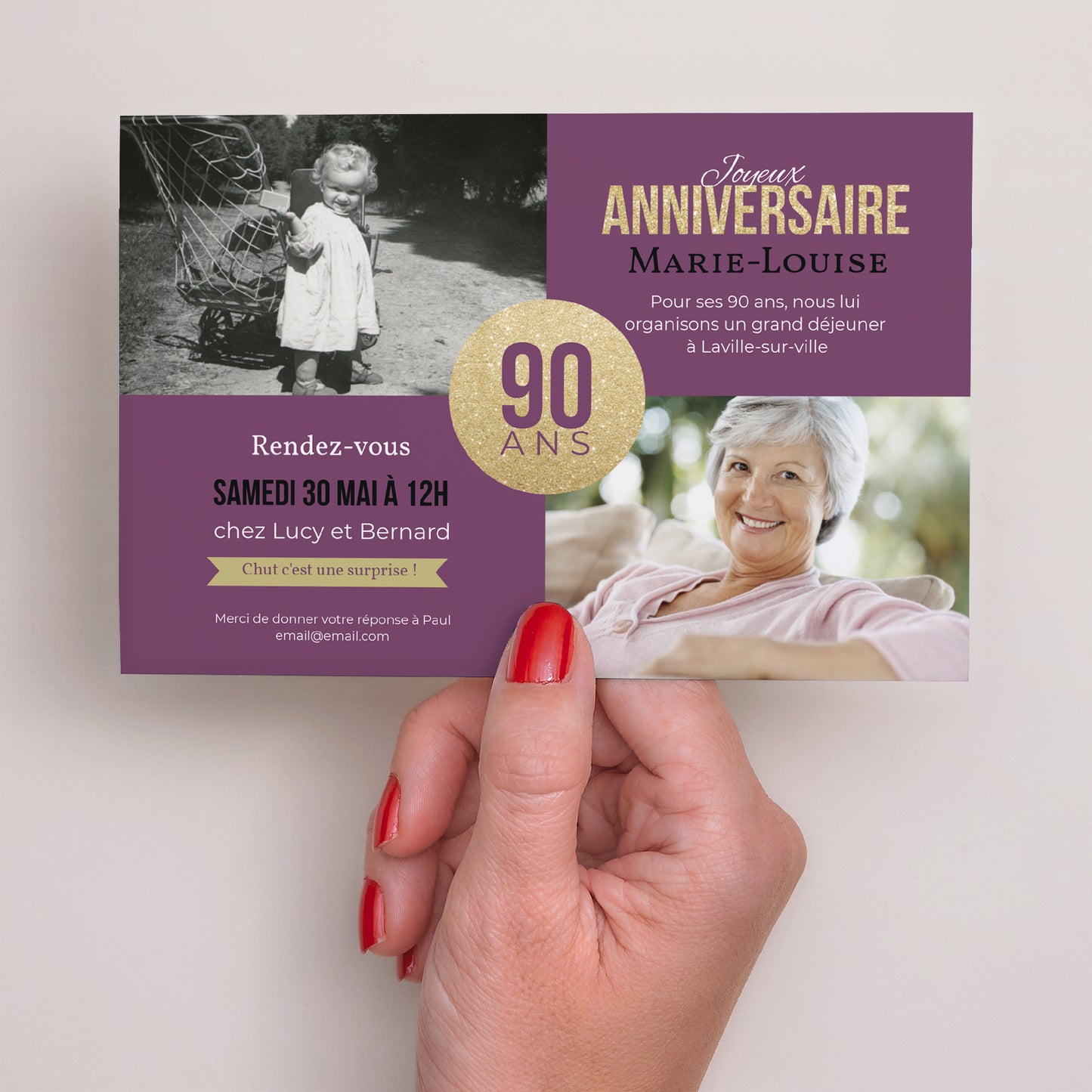 Invitations Anniversaire Adulte Paysage 90ème Anniversaire photo N° 3