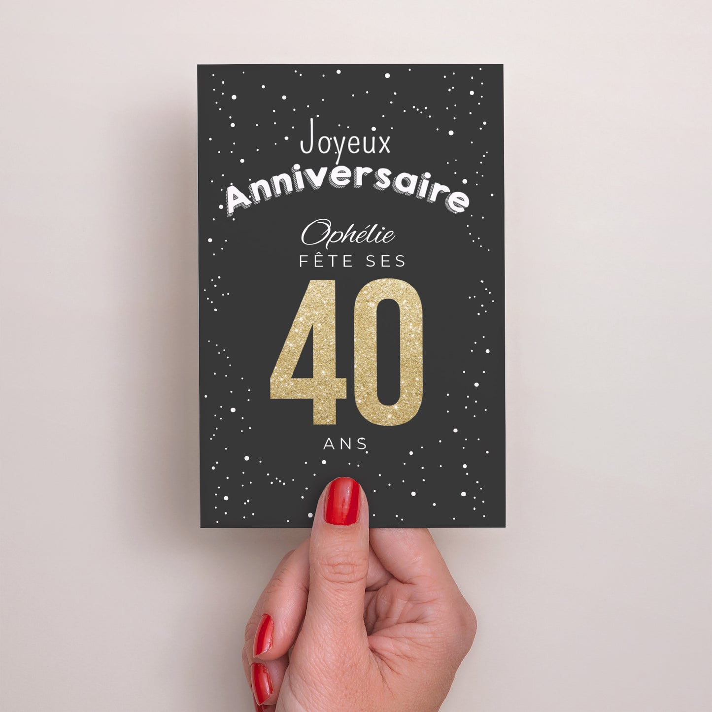 Invitations Anniversaire Adulte Portrait 40 doré photo N° 2