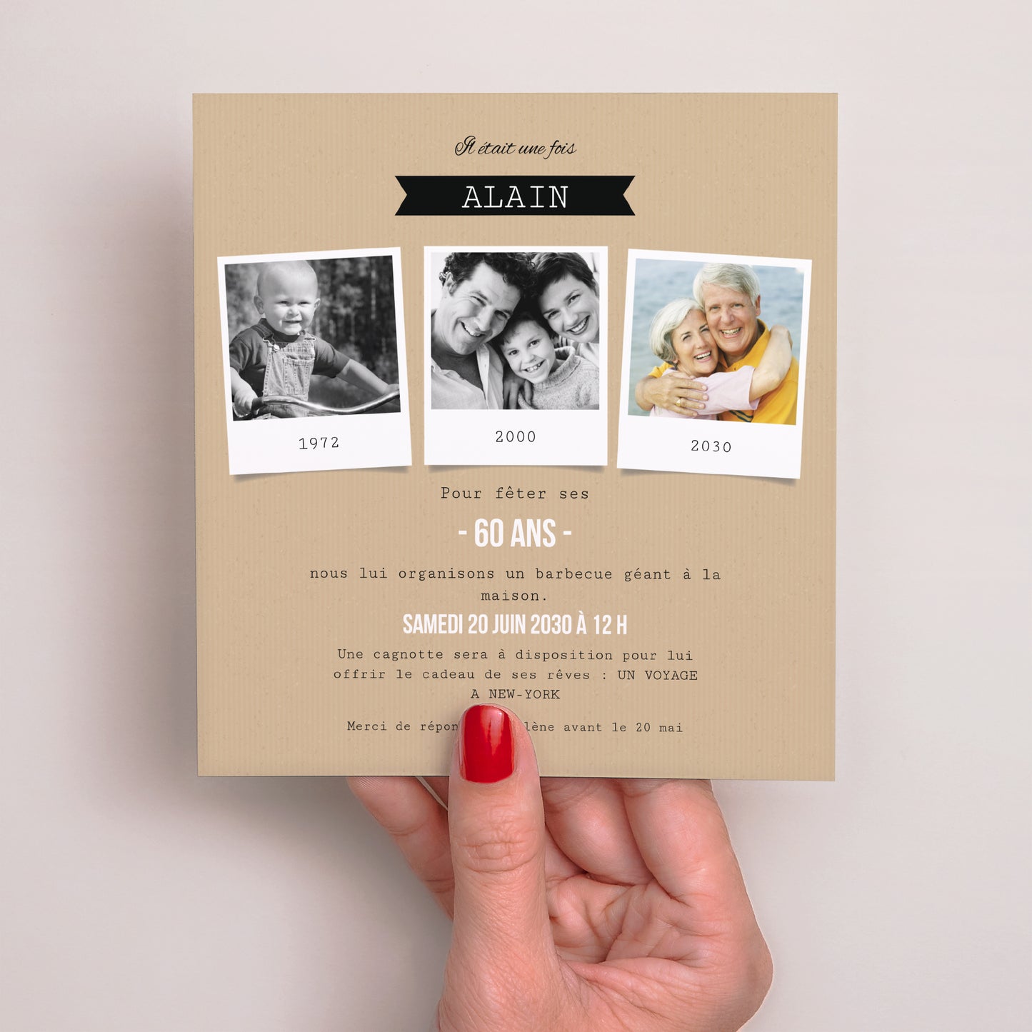 Invitations Anniversaire Adulte Carré 60 Diapo photo N° 2
