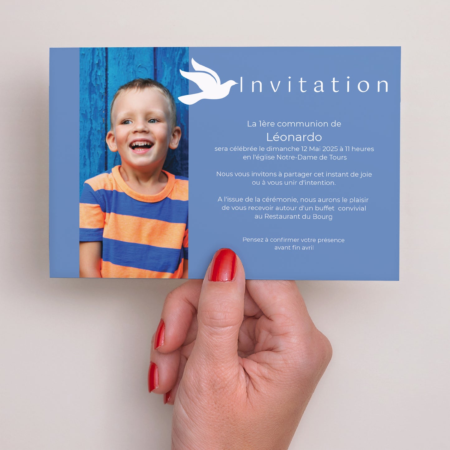 Faire-part Communion Paysage Colombe immaculée photo N° 3