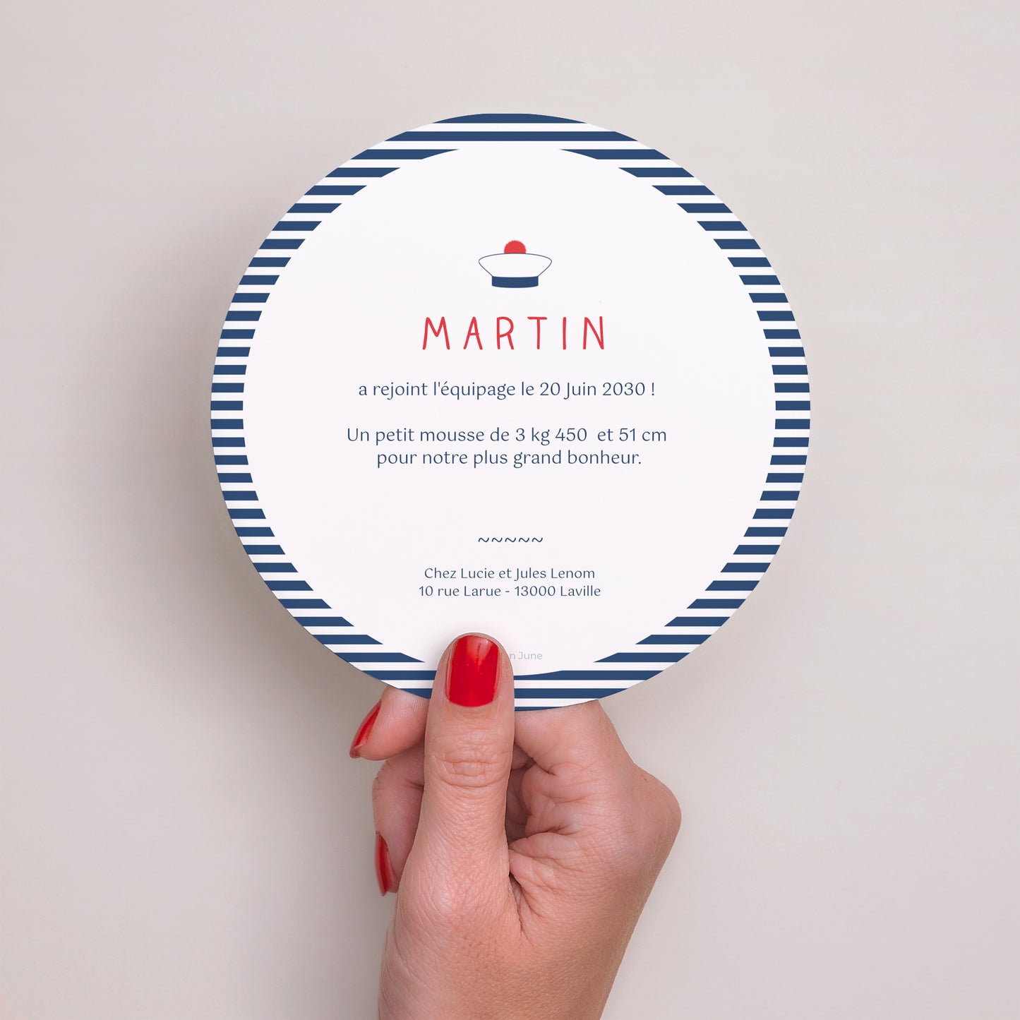 Faire-part Naissance Rond Petit mousse photo N° 3