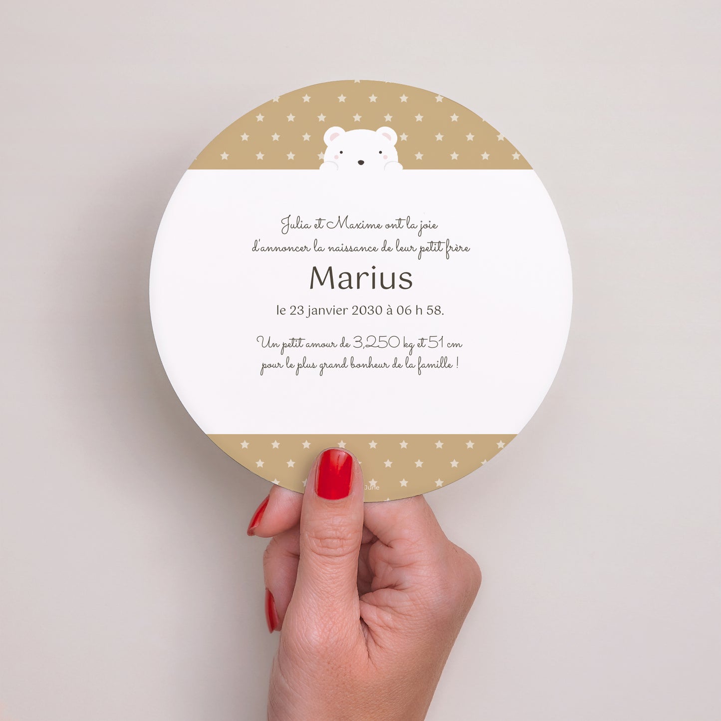 Faire-part Naissance Rond Trois Ours photo N° 3