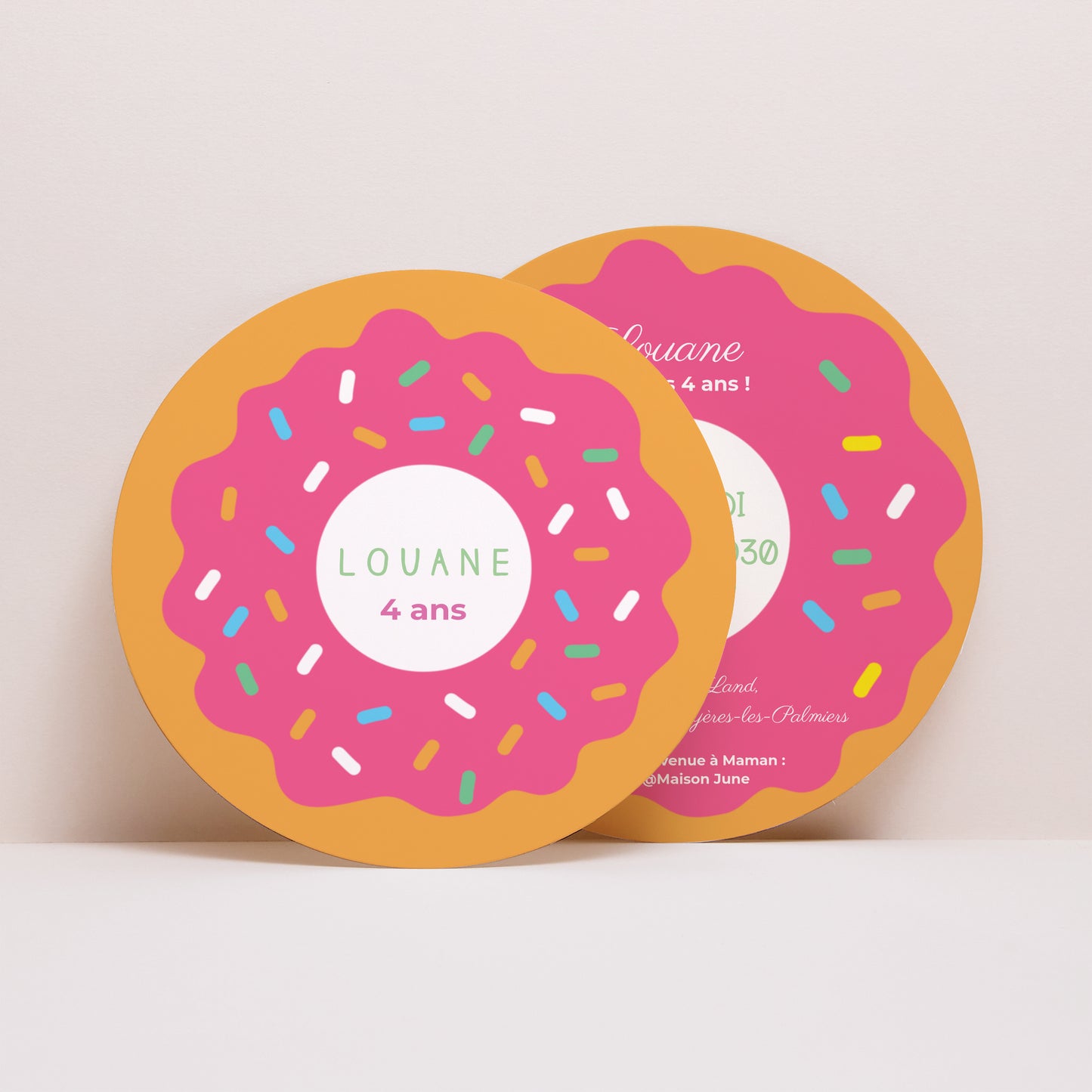 Invitations Anniversaire Enfant Rond Donut party photo N° 1