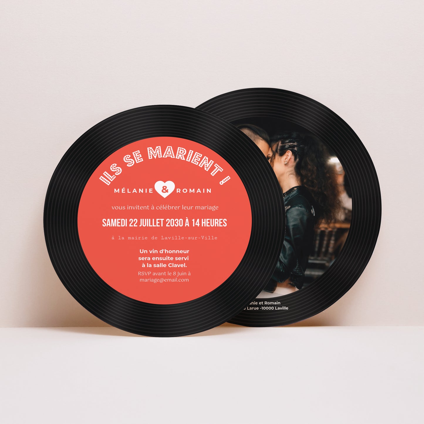 Faire-part Mariage Rond Disque Vinyl photo N° 1