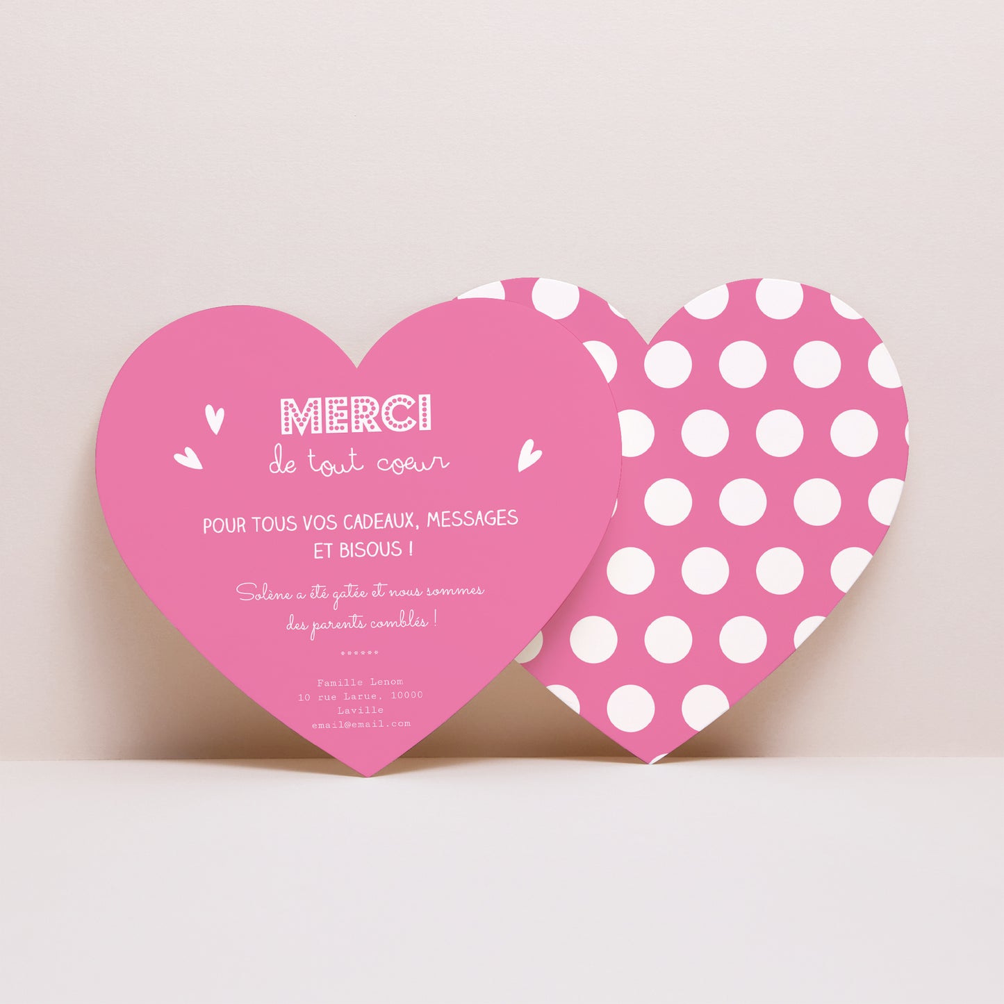 Remerciements Naissance Cœur Petit Coeur Rose photo N° 1