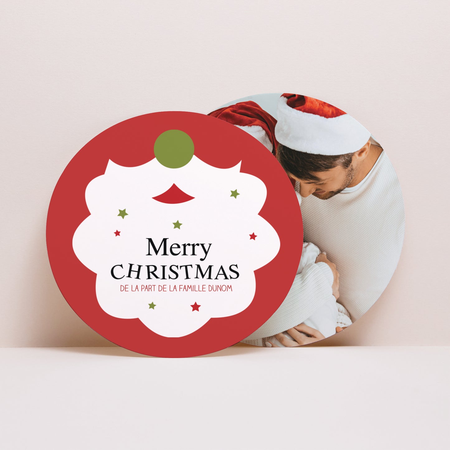 Carte de voeux Fin d'année Rond Barbe de Noël photo N° 1