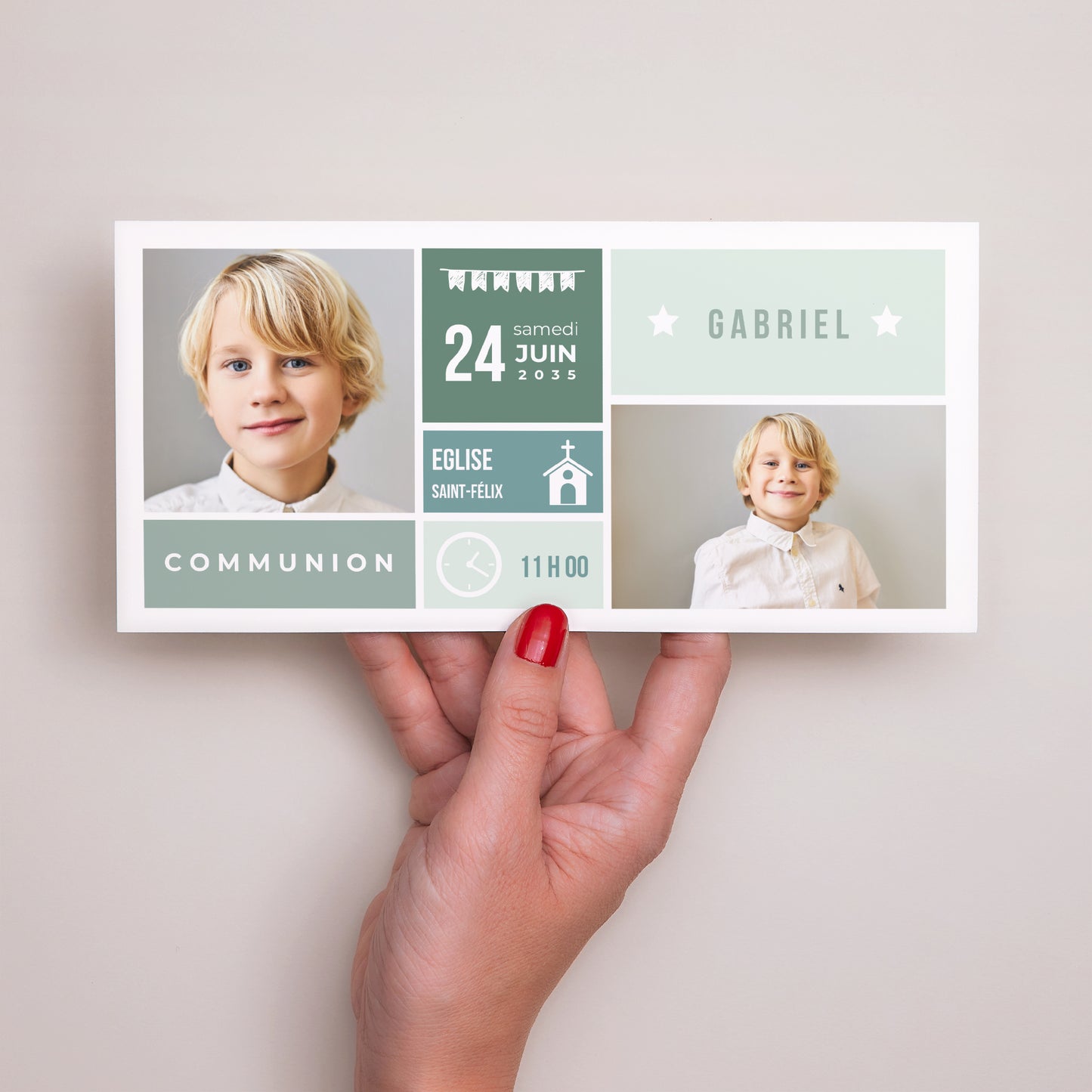 Faire-part Communion Panoramique paysage Programmation Communion photo N° 3