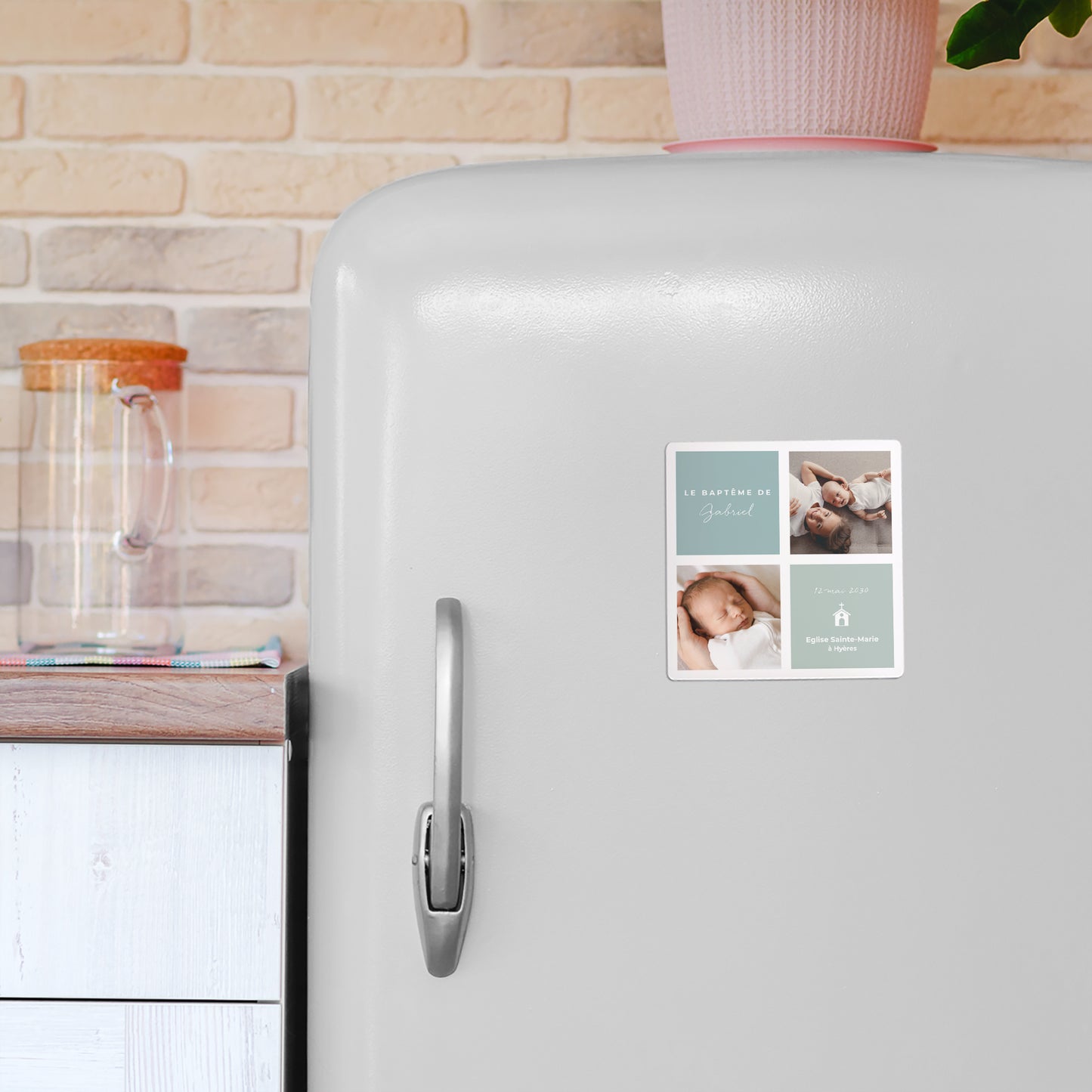Faire-part Baptême Lot de 9, magnétique Pastel douceur photo N° 4