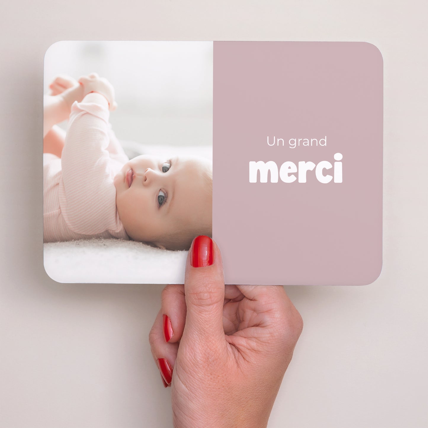 Remerciements Baptême Paysage, bords arrondis Coeur poudré photo N° 3