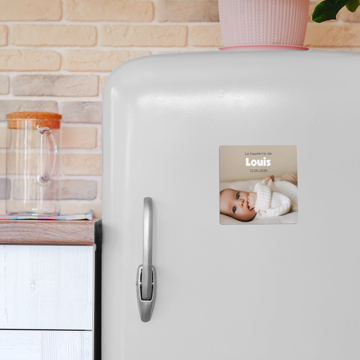 Faire-part Baptême Lot de 9, magnétique Coeur Pastel photo N° 4