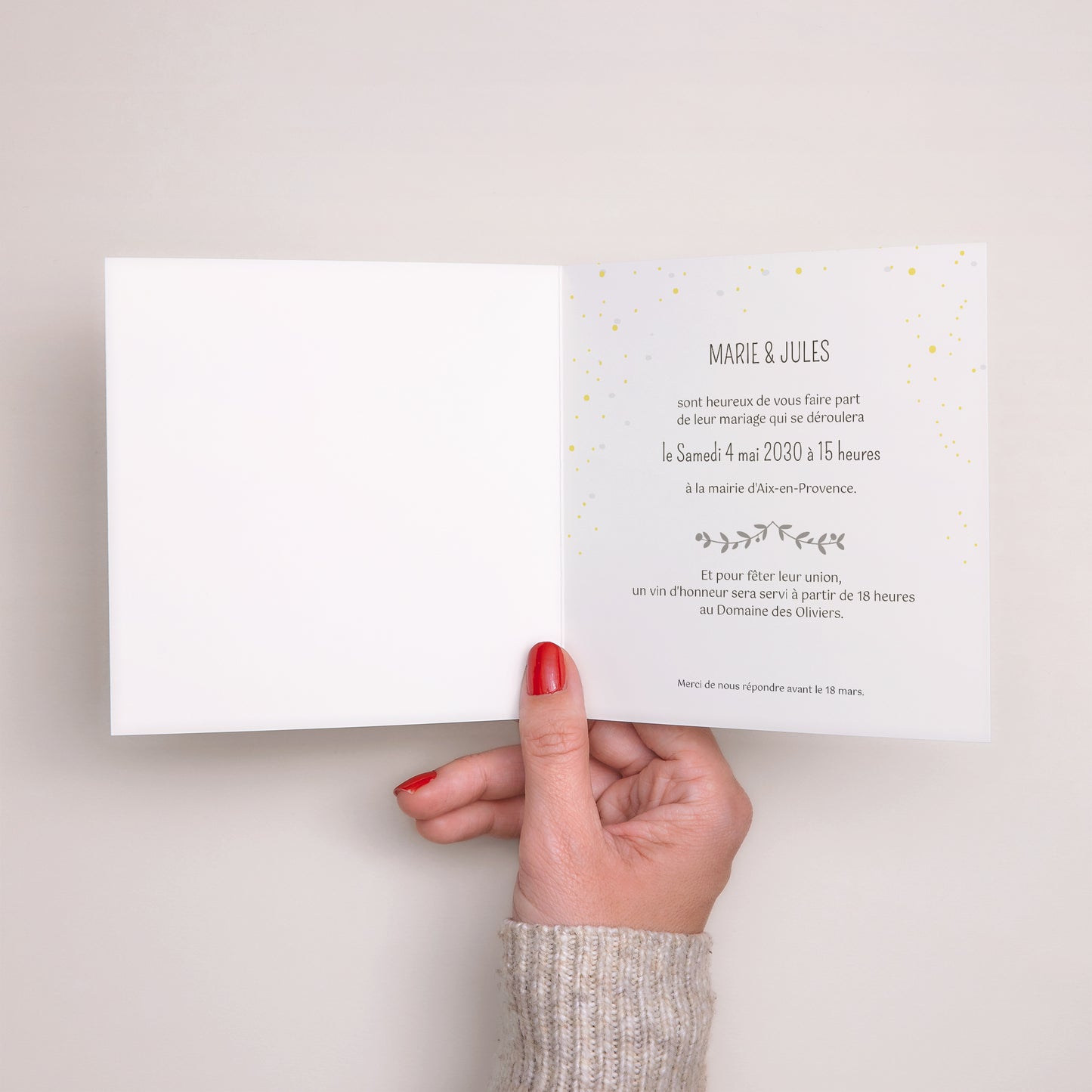 Faire-part Mariage Carré double volet Ambiance confettis photo N° 2