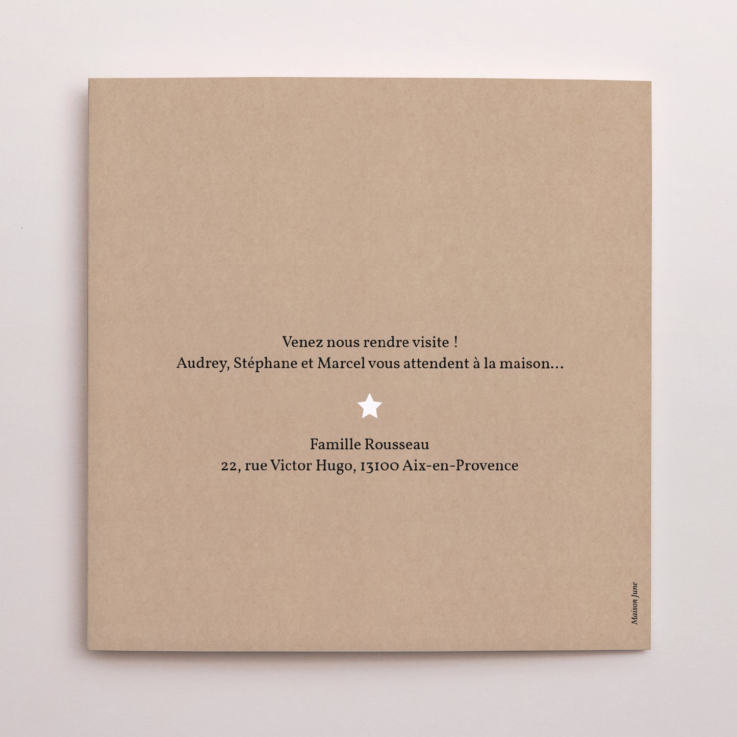 Faire-part Naissance Carré double volet Kraft Vintage photo N° 3