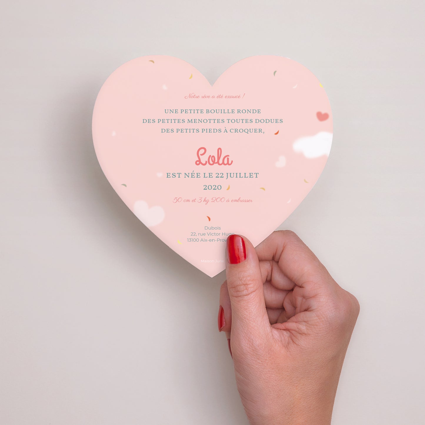 Faire-part Naissance Cœur Attrape-Rêve Coeur photo N° 3