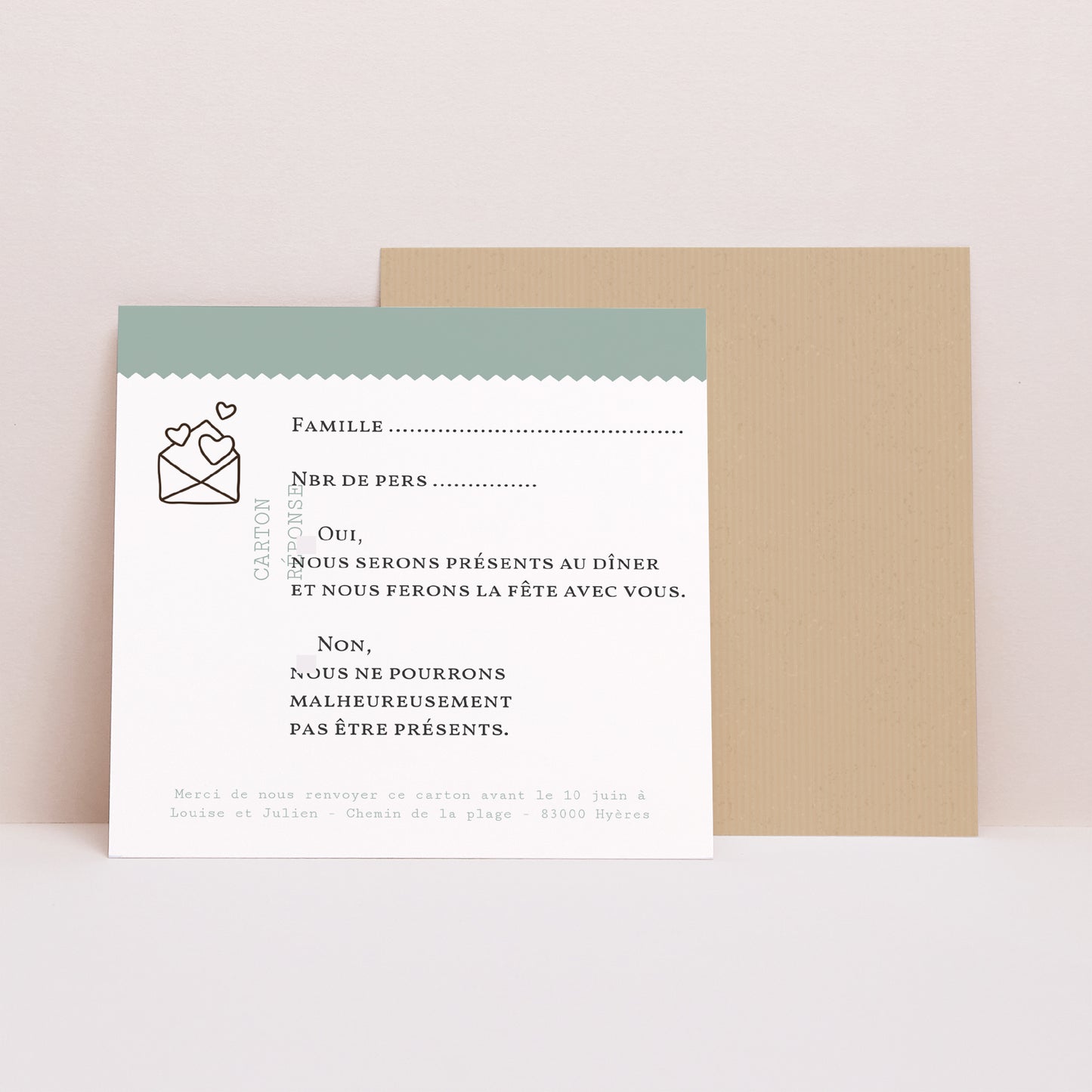 Carton réponse Mariage Carré Nature Graphic photo N° 1