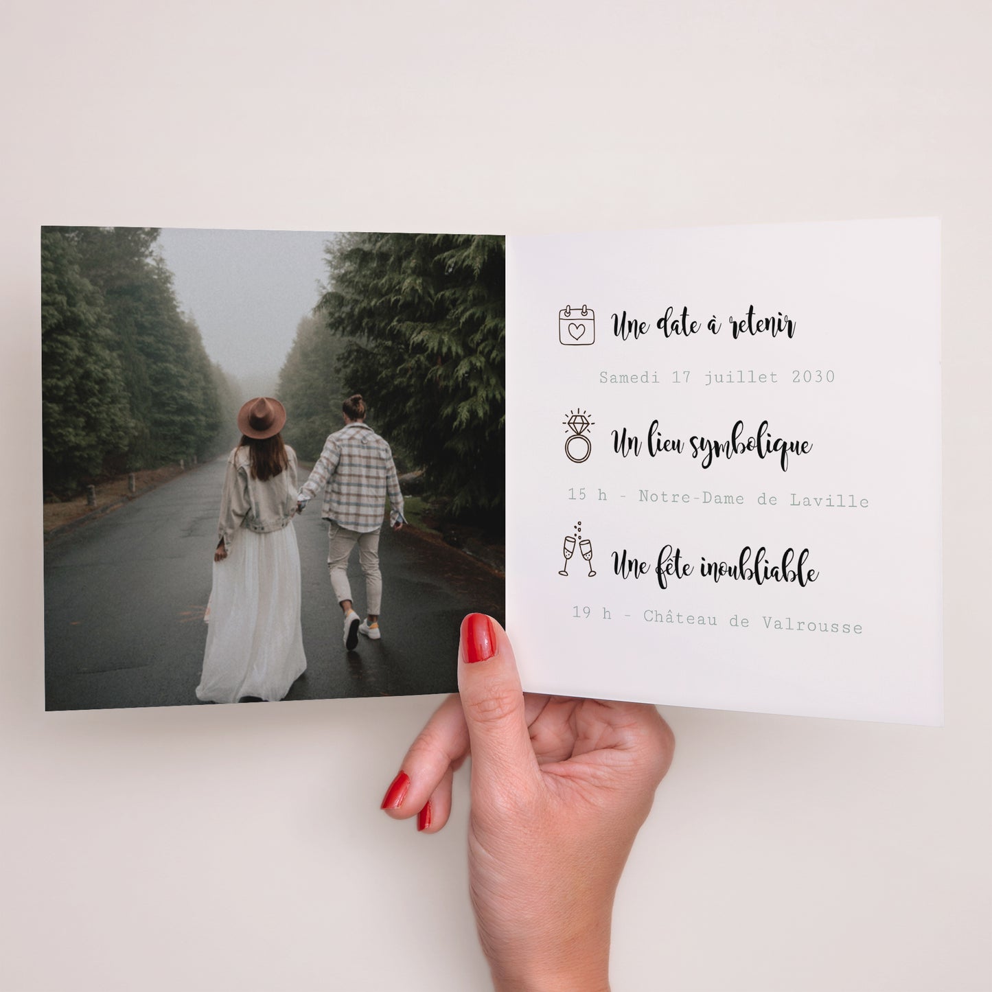 Faire-part Mariage Carré double volet Nature Graphic photo N° 2