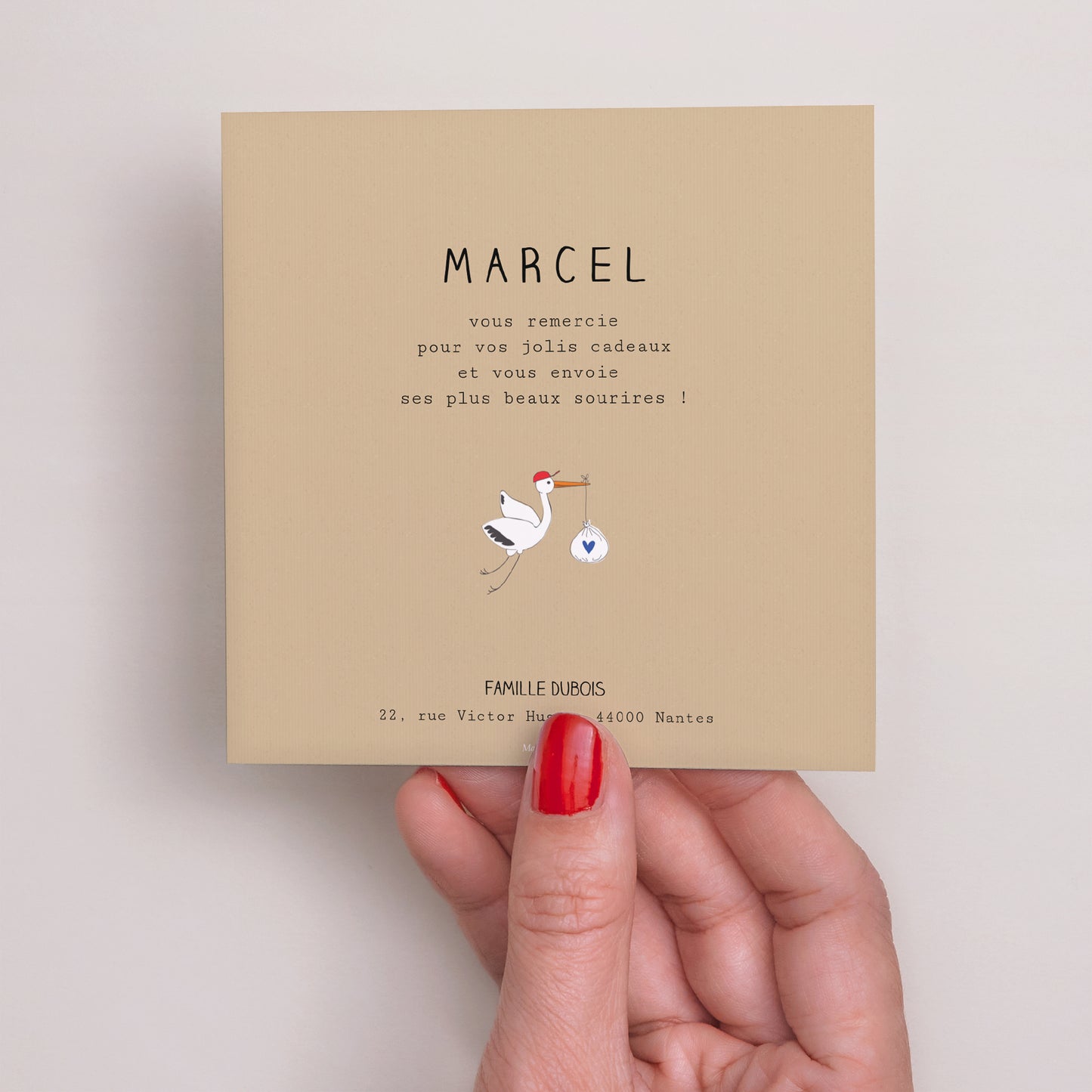 Remerciements Naissance Carré Cigogne photo N° 3