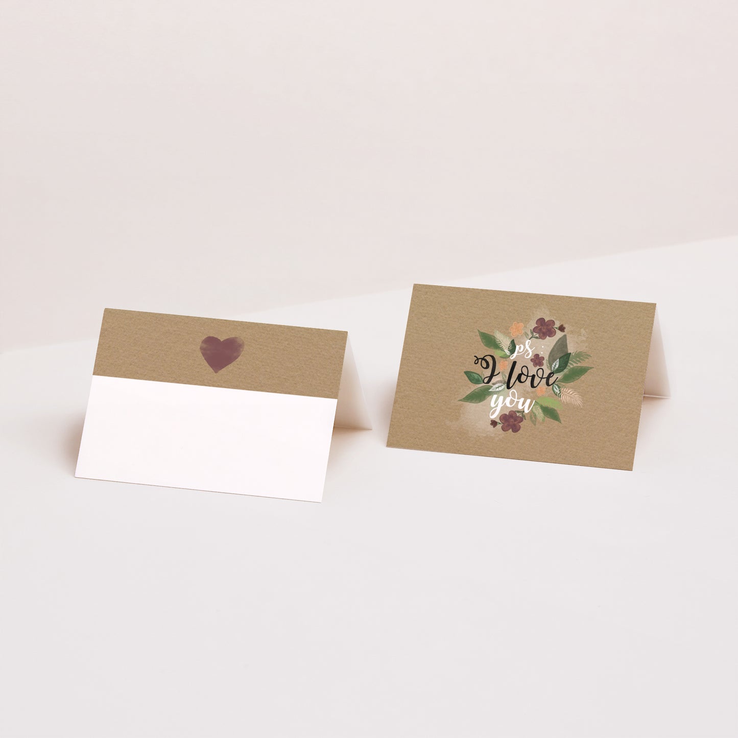 Marque-place Mariage 2 volets Fleurs Vintage photo N° 1