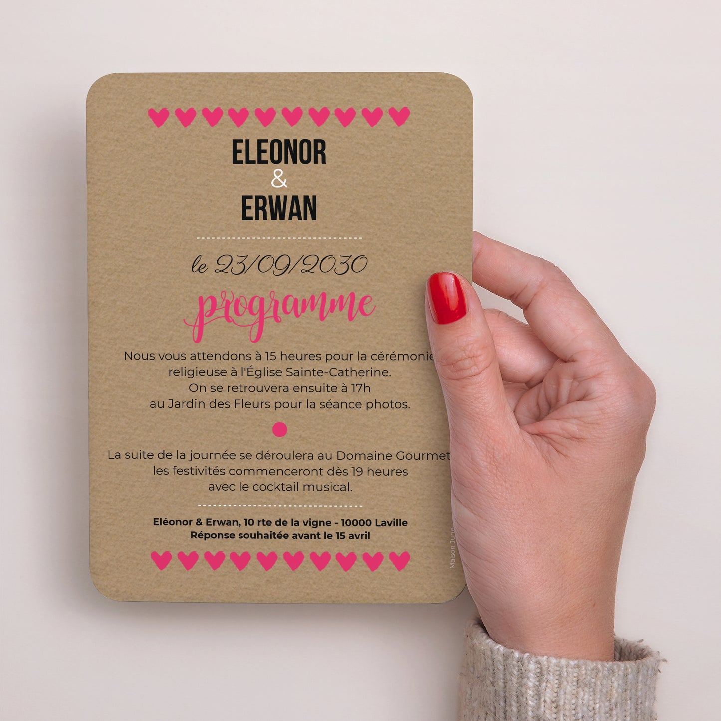 Faire-part Mariage Portrait, bords arrondis Love story photo N° 3