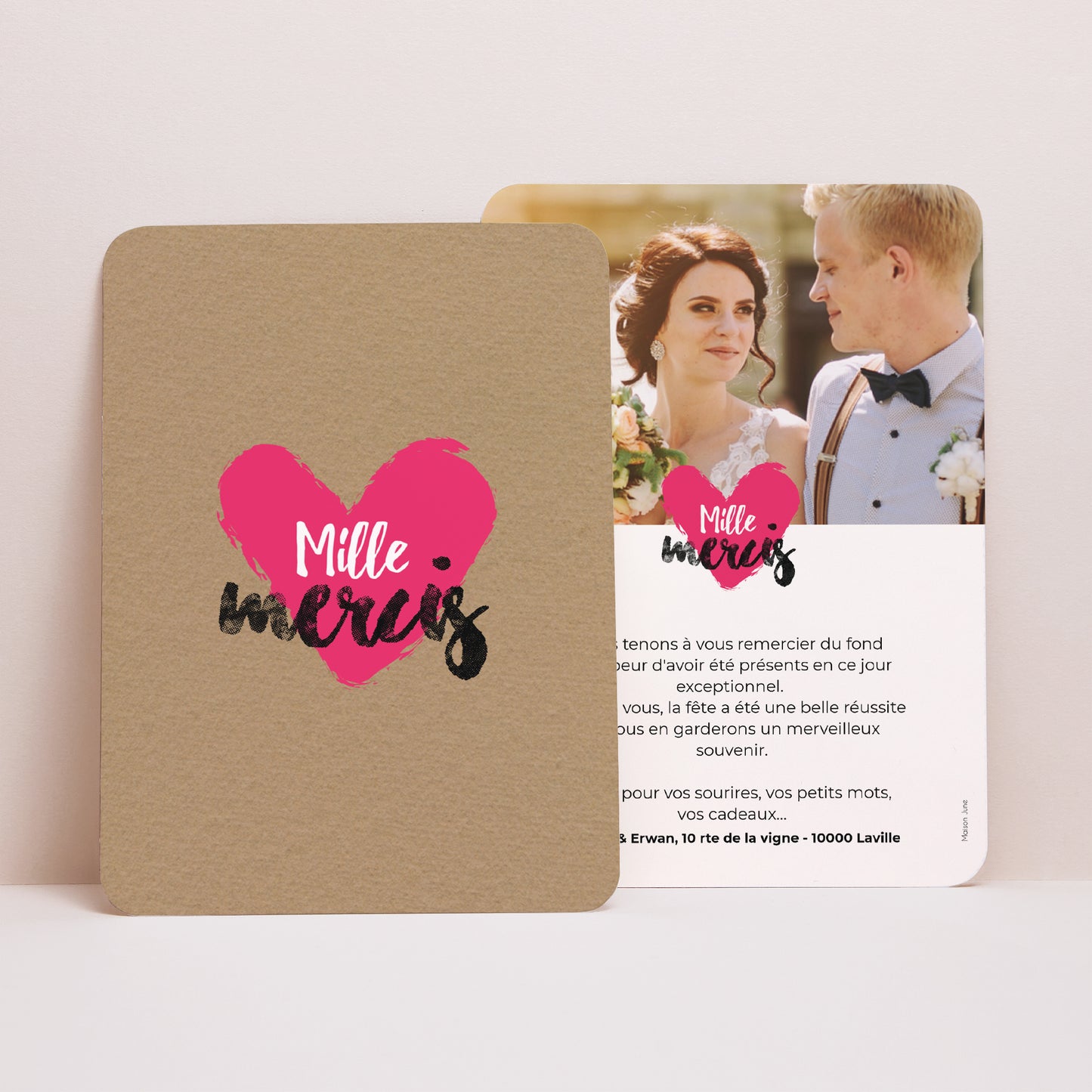 Remerciements Mariage Portrait, bords arrondis Love story photo N° 1